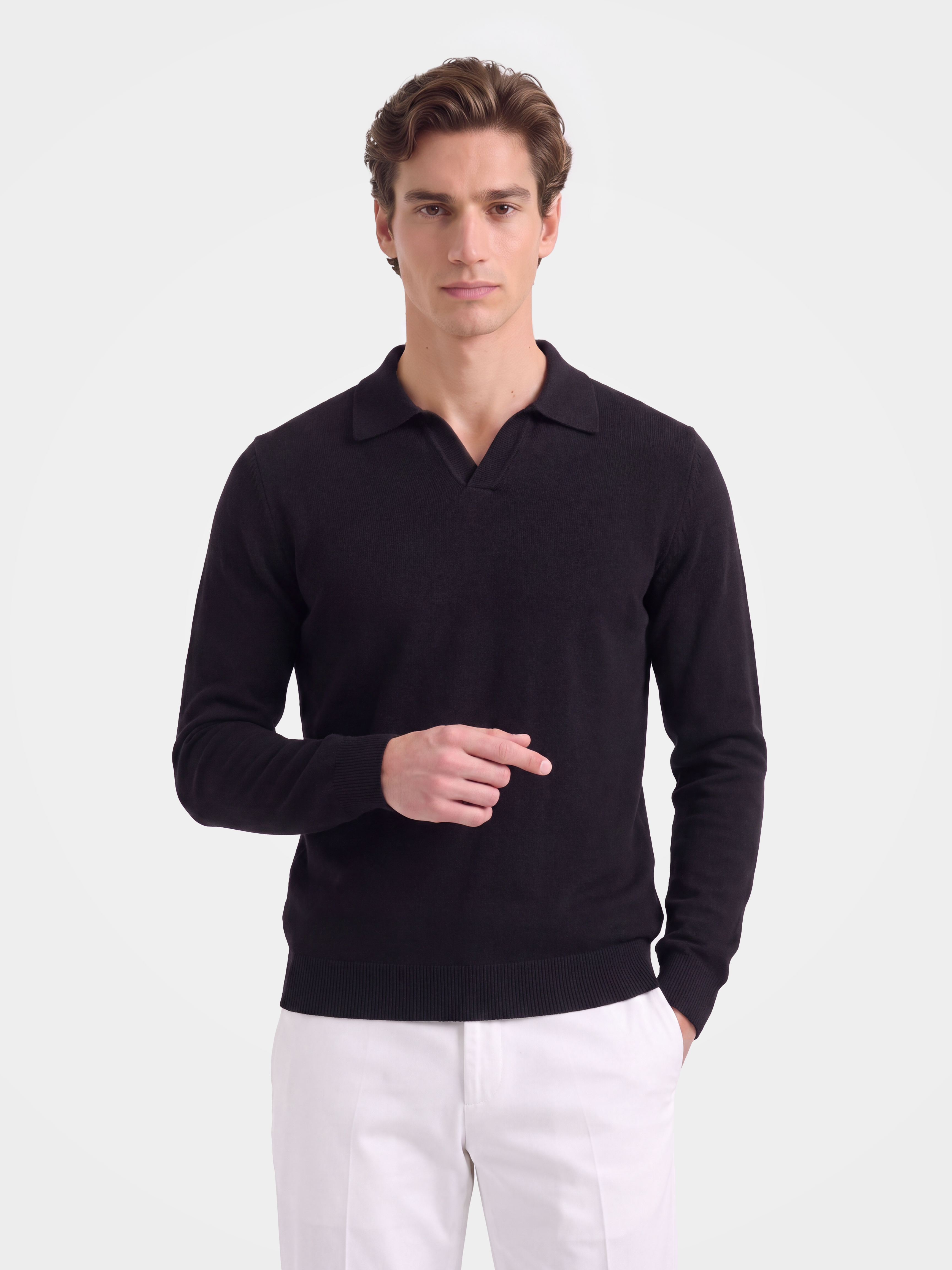 Pre-Order | Men's 100% Cashmere Collared Knit Sweater Classic Ribbed Pullover (10-14 Business Days)