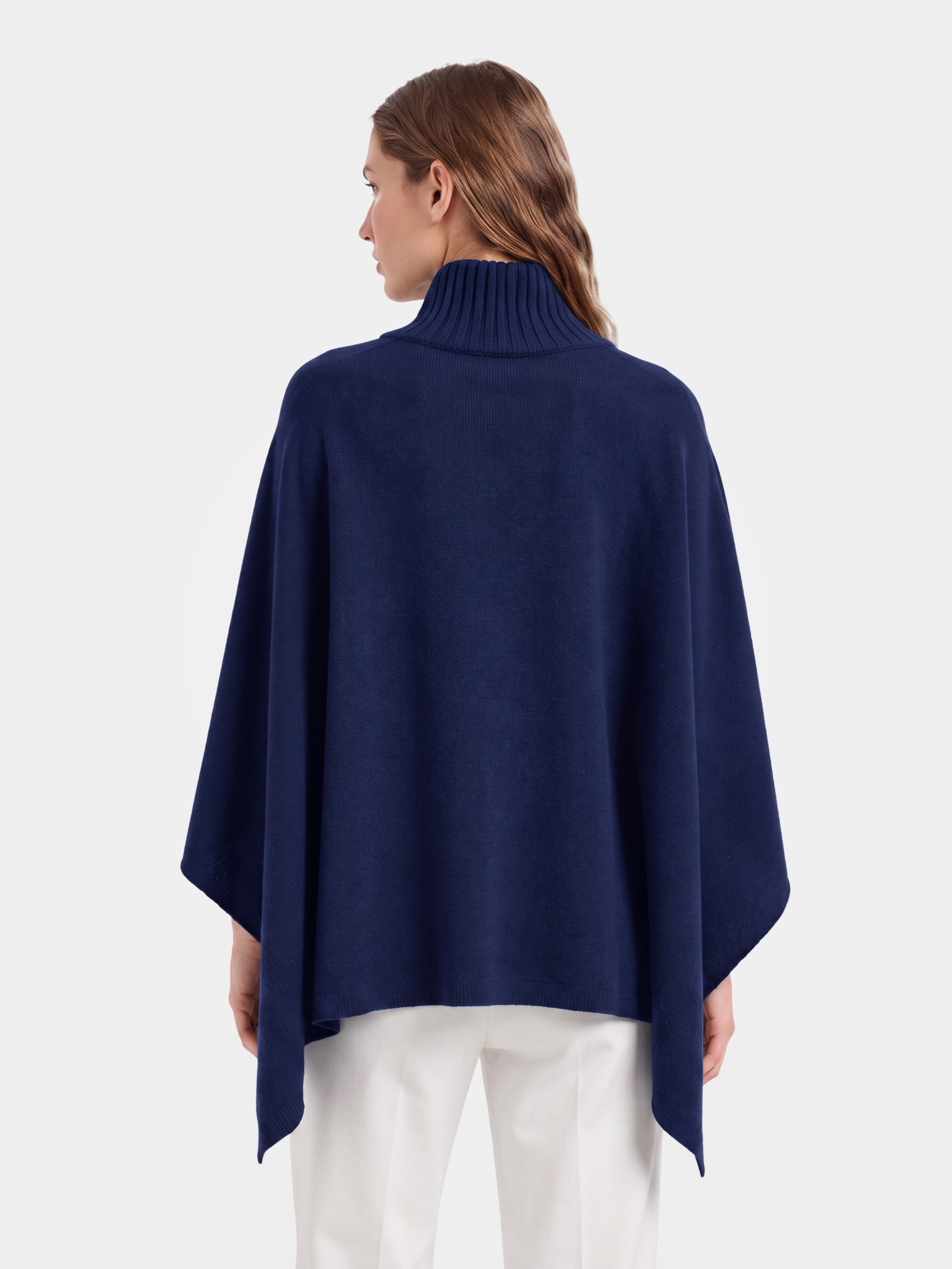 Pre-Order | 100% Wool Turtleneck Button-Placket Knit Cape (10-14 Business Days)