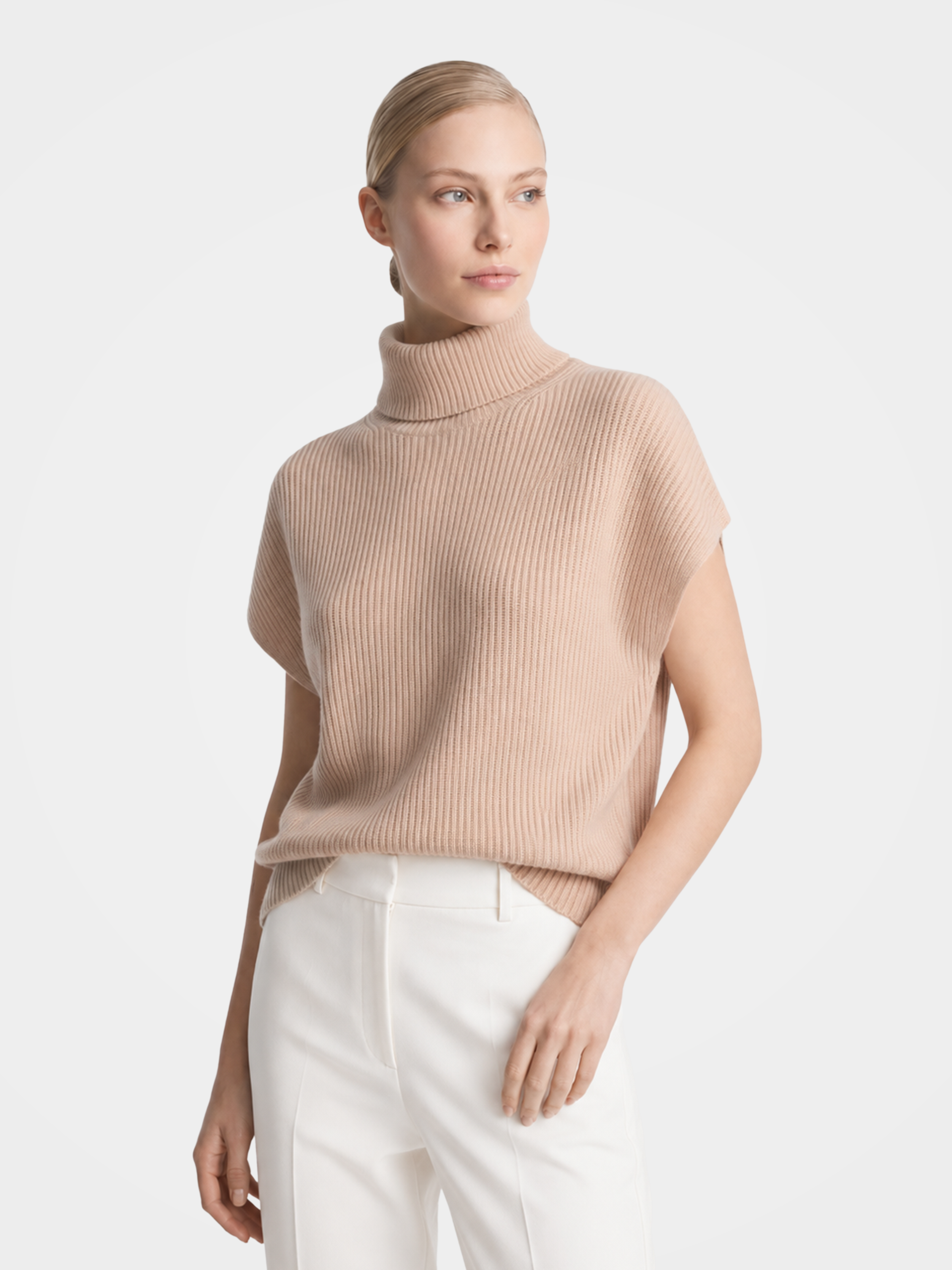 Pre-Order |Cotton Turtleneck Sweater Soft Short Sleeve Knit (10-14 Business Days)