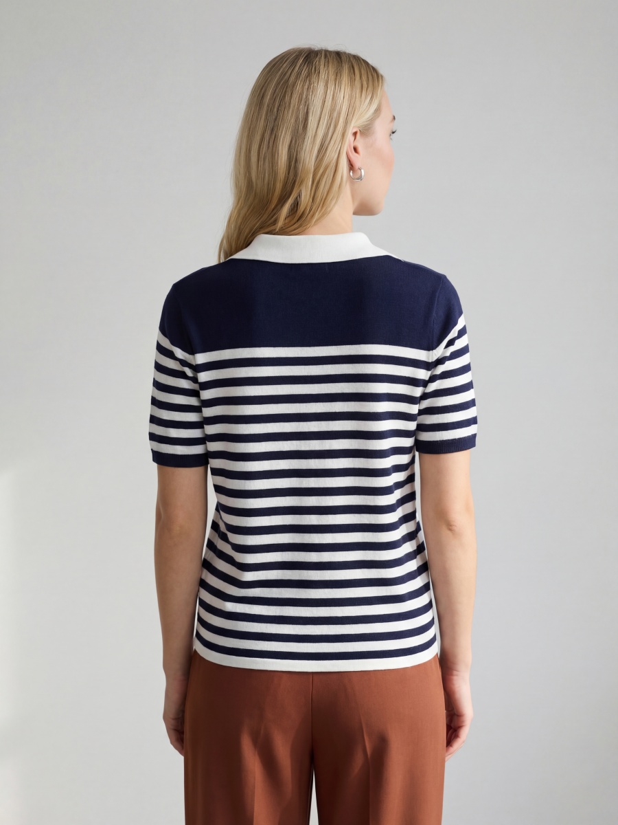 Slik Short Sleeve Strpe Knit Polo Top