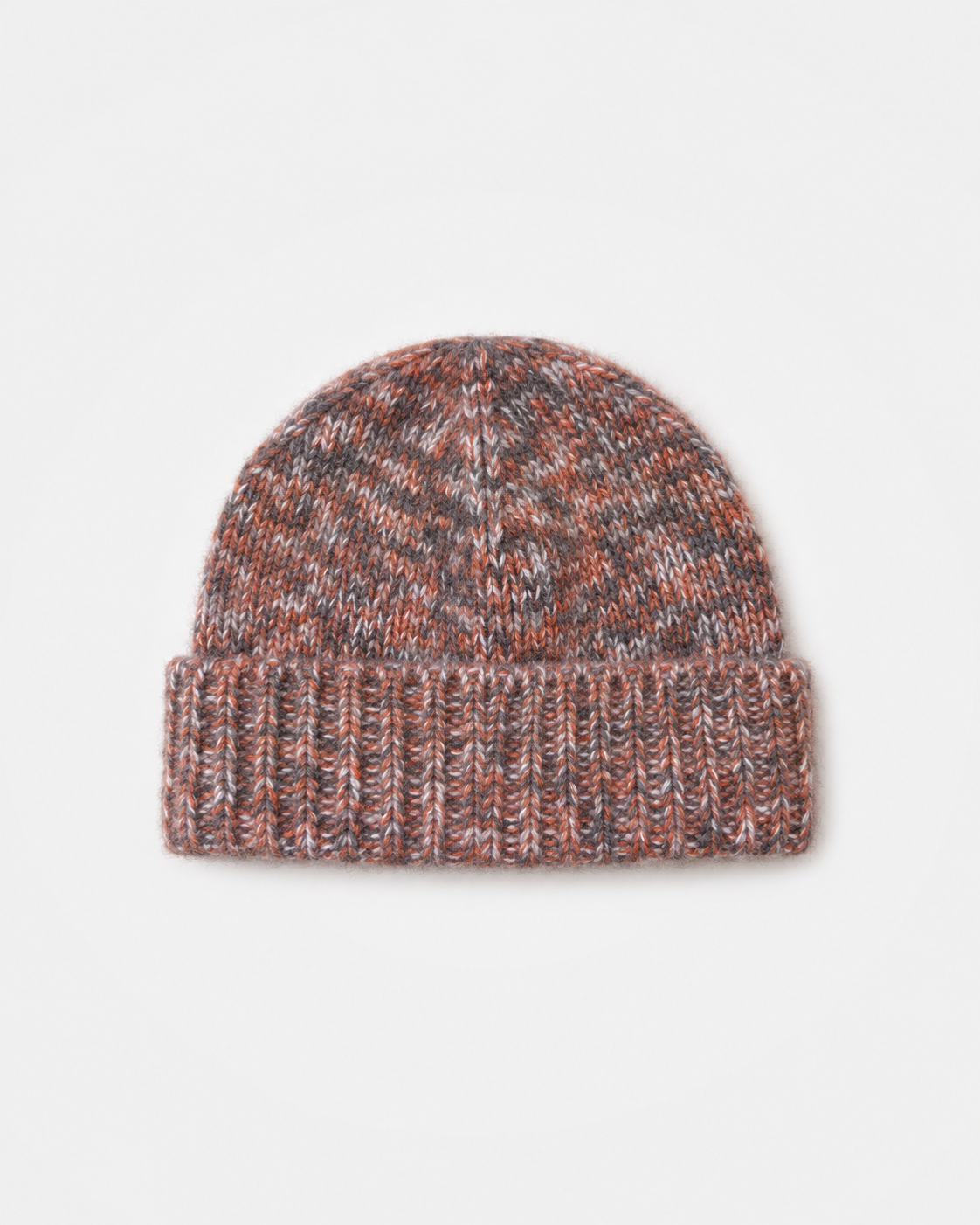 100% Cashmere Marled Knit Ribbed Cuff Beanie