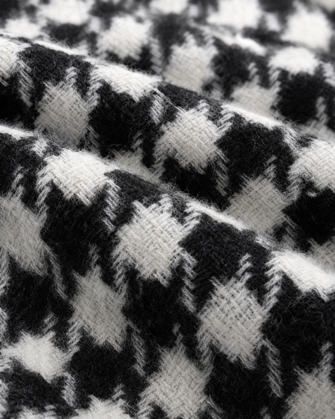 100% Cashmere Houndstooth Fringe Long Scarf