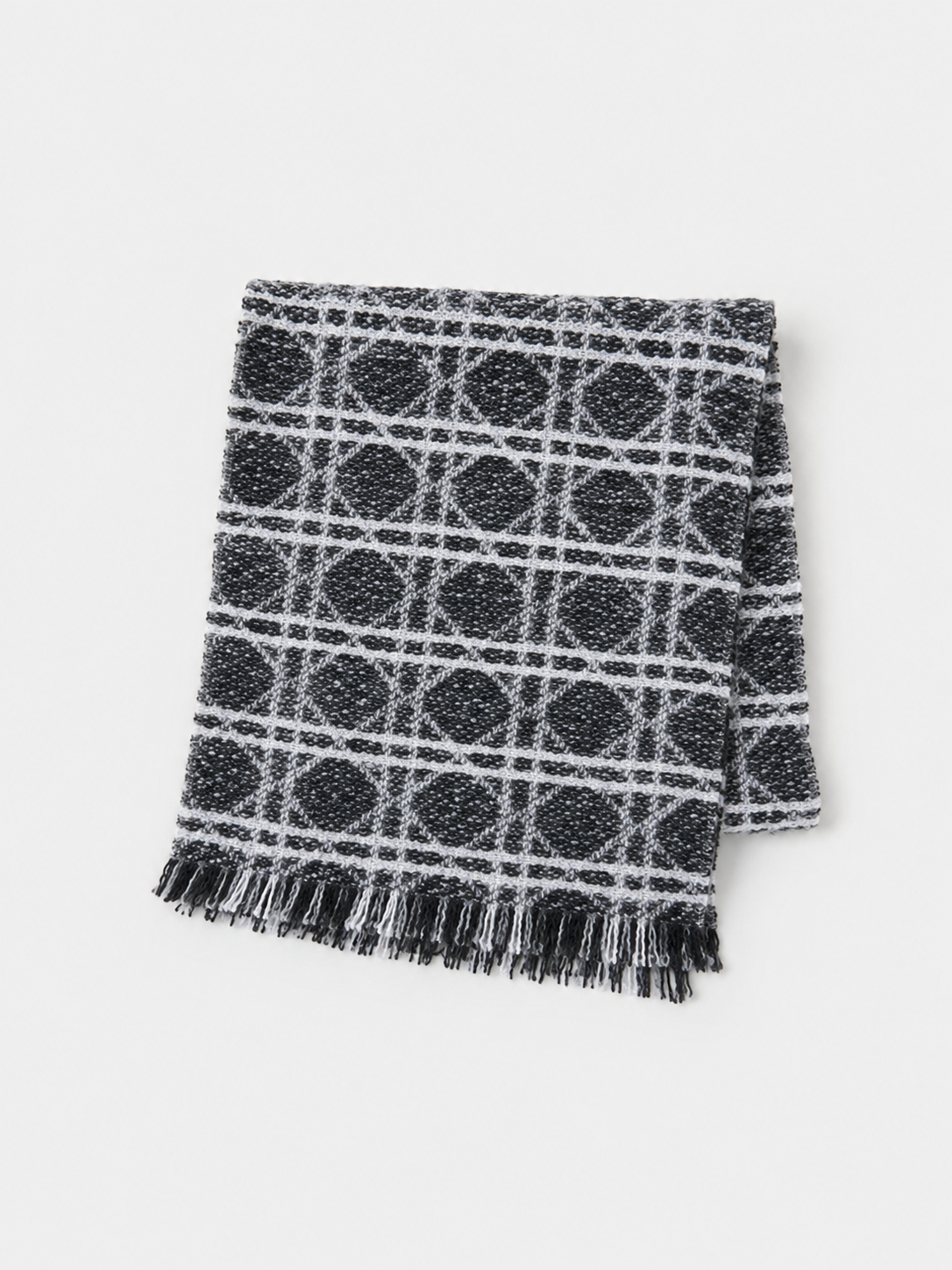 100% Cashmere Plaid Fringe Long Scarf