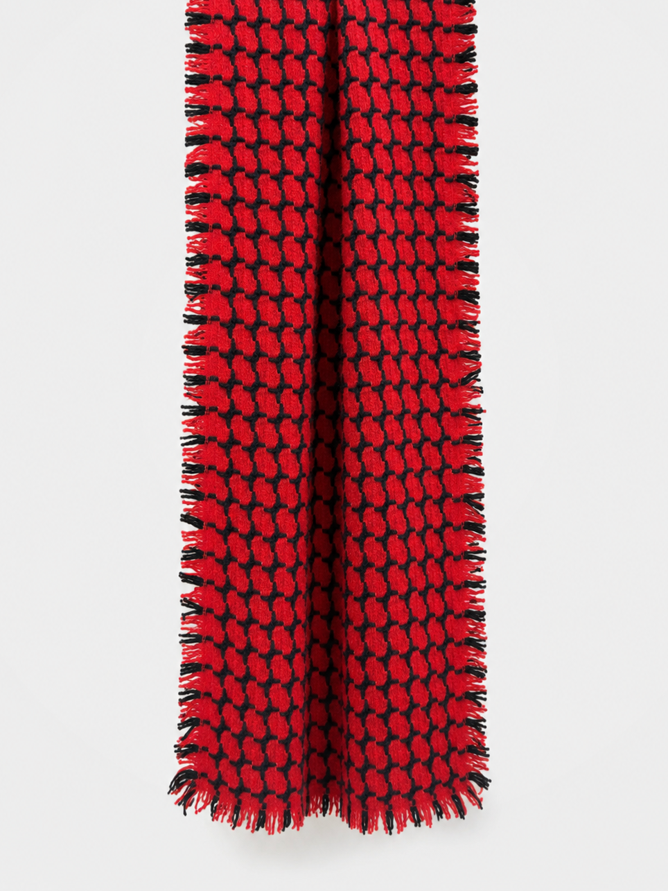 100% Cashmere Geometry Fringe Long Scarf