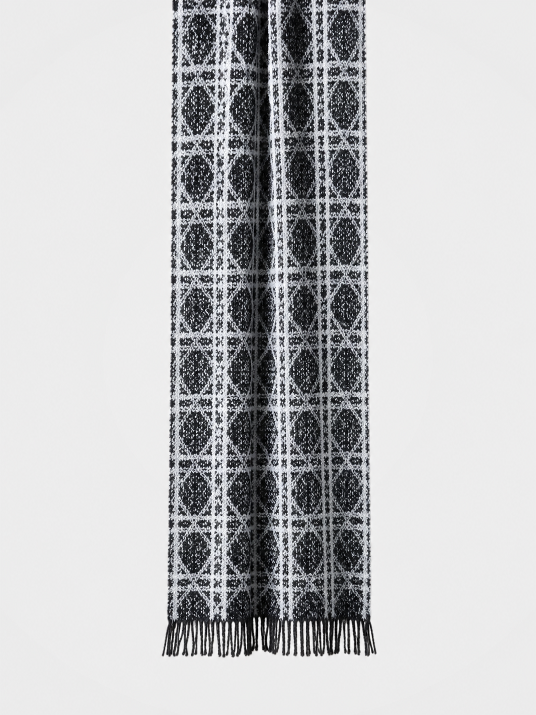 100% Cashmere Plaid Fringe Long Scarf