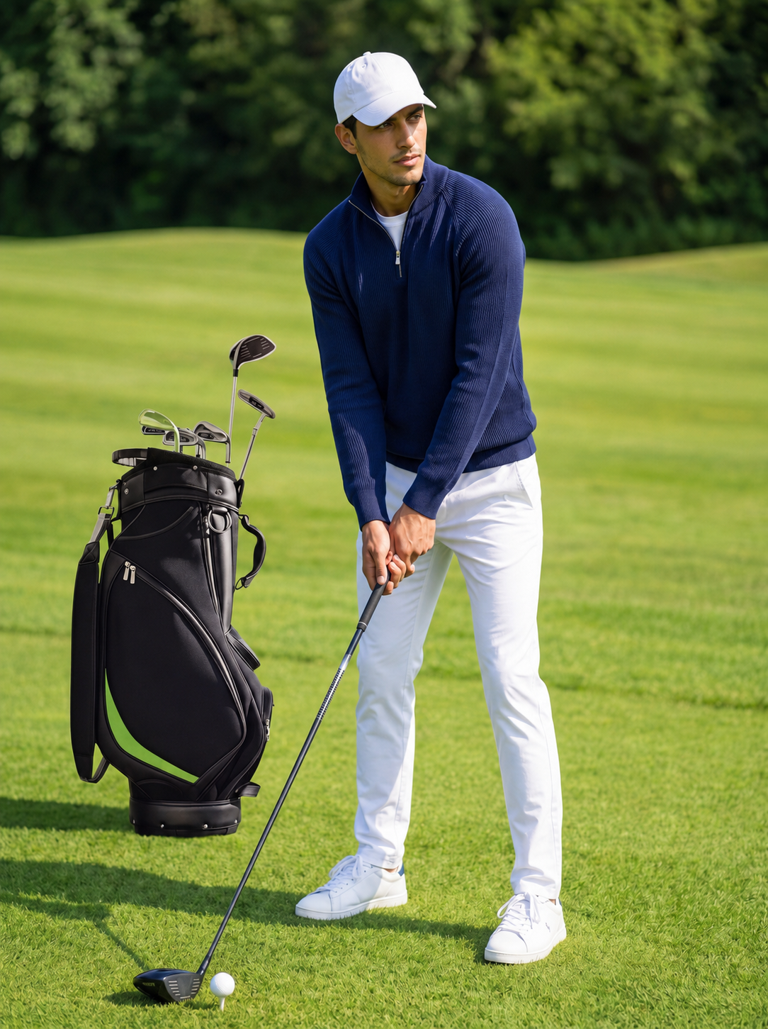 Pre-Order | Men's 100% Cashmere Mock Neck Quarter-Zip Rib Knit Sweater (10-14 Business Days)