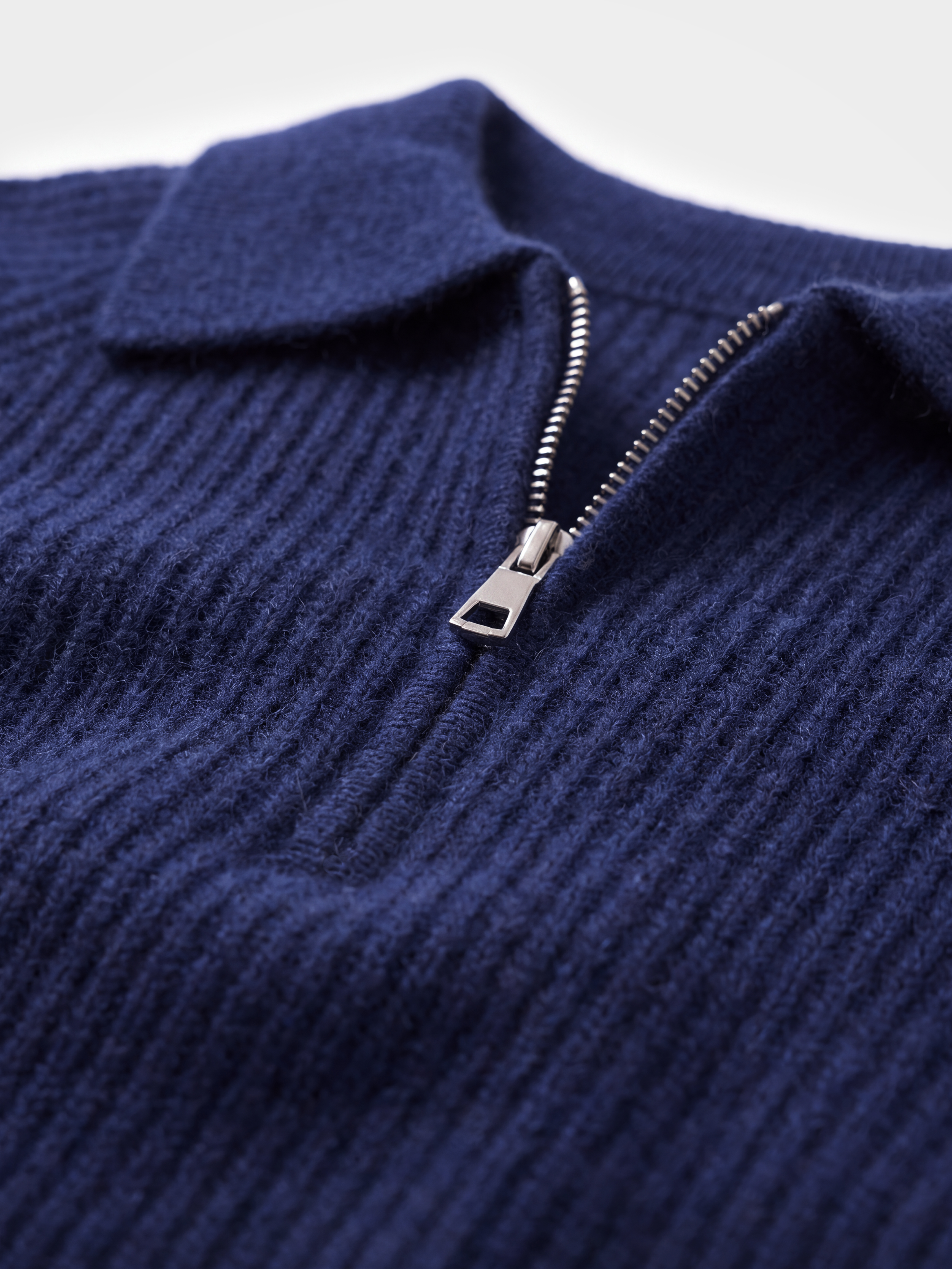 Men's 100% Cashmere Rib Knit Collared Quarter-Zip Sweater