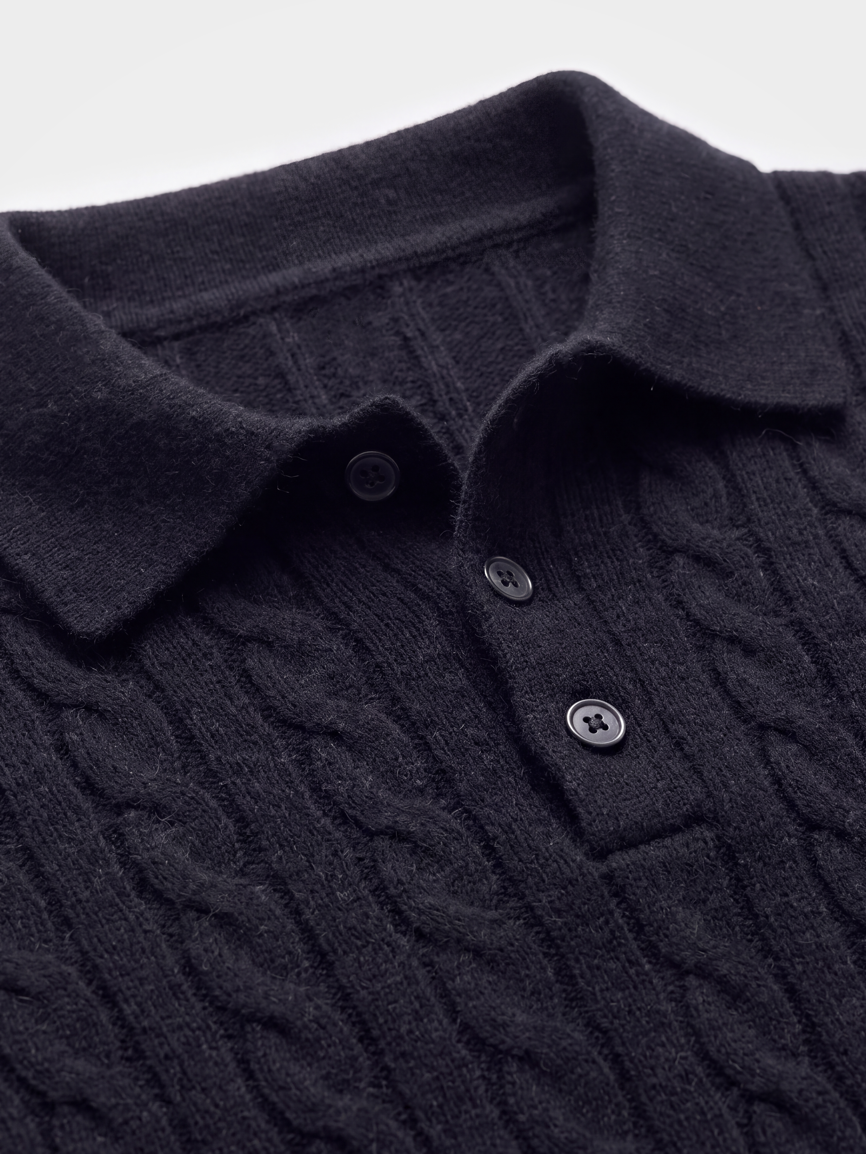 Men's 100% Cashmere Cable Knit Polo Collar Sweater