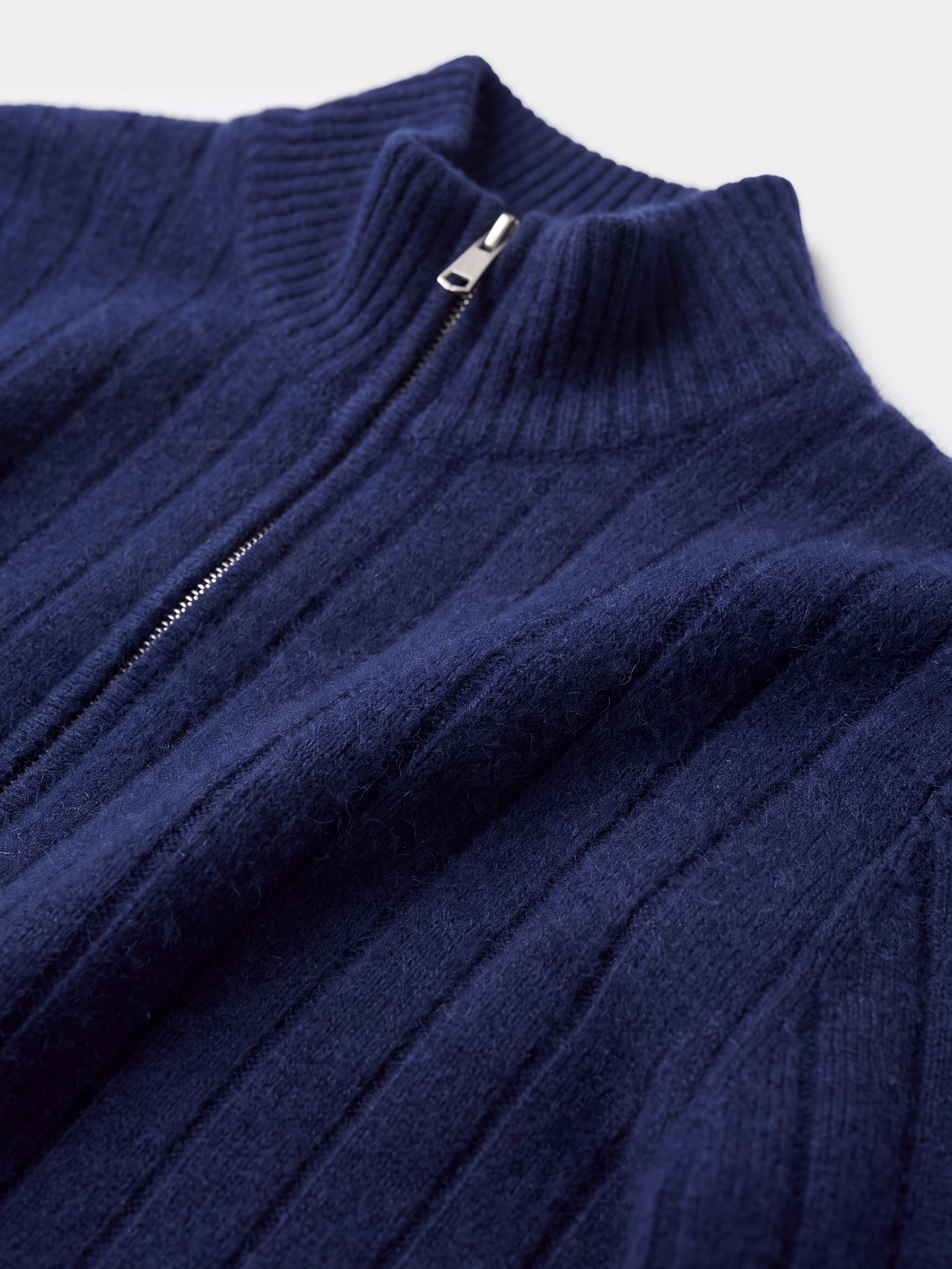 Men's 100% Cashmere Mock Neck Zip Rib Knit Cardigan
