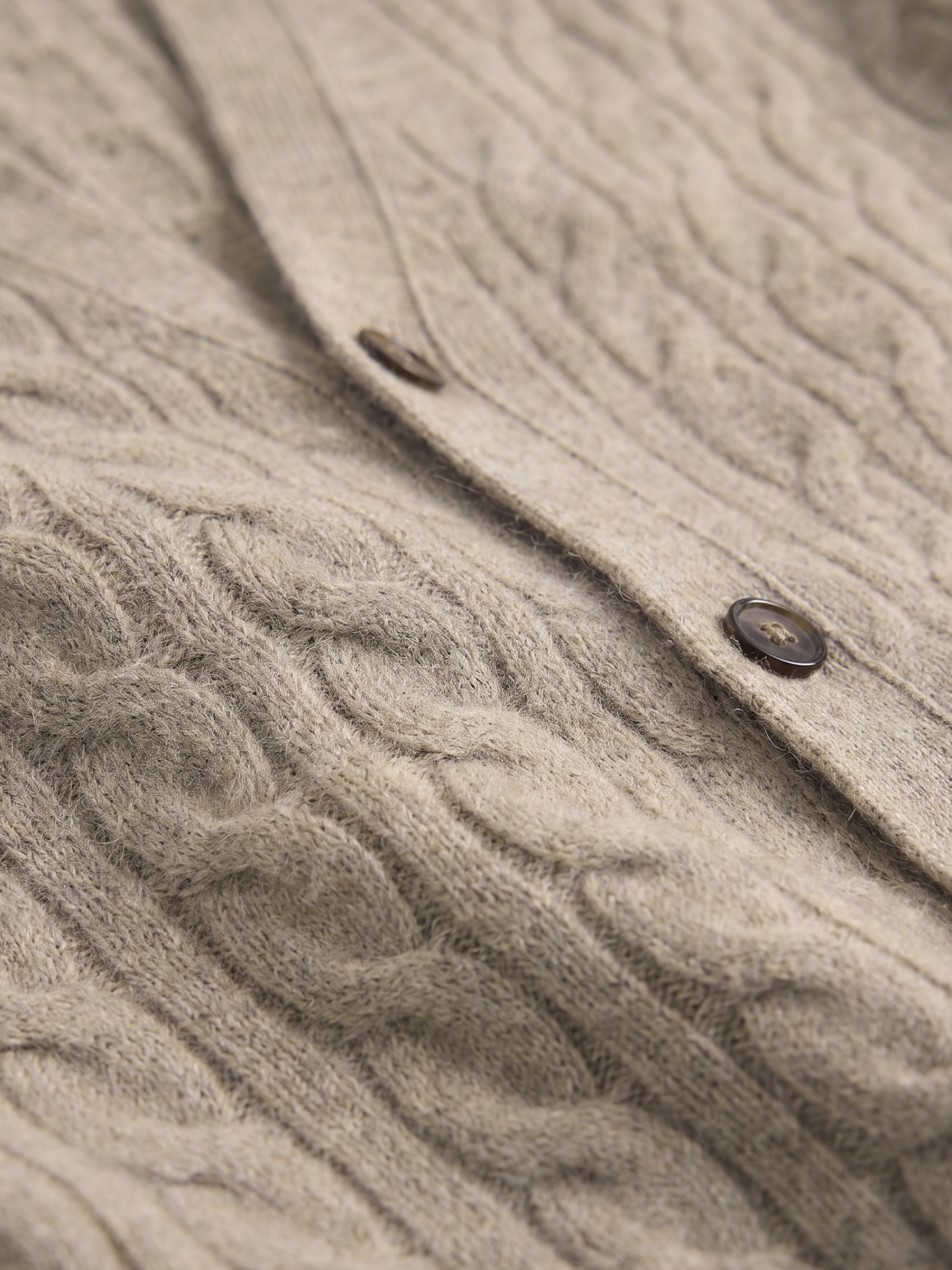 Men's 100% Mongolian Cashmere Cable Knit V-Neck Cardigan