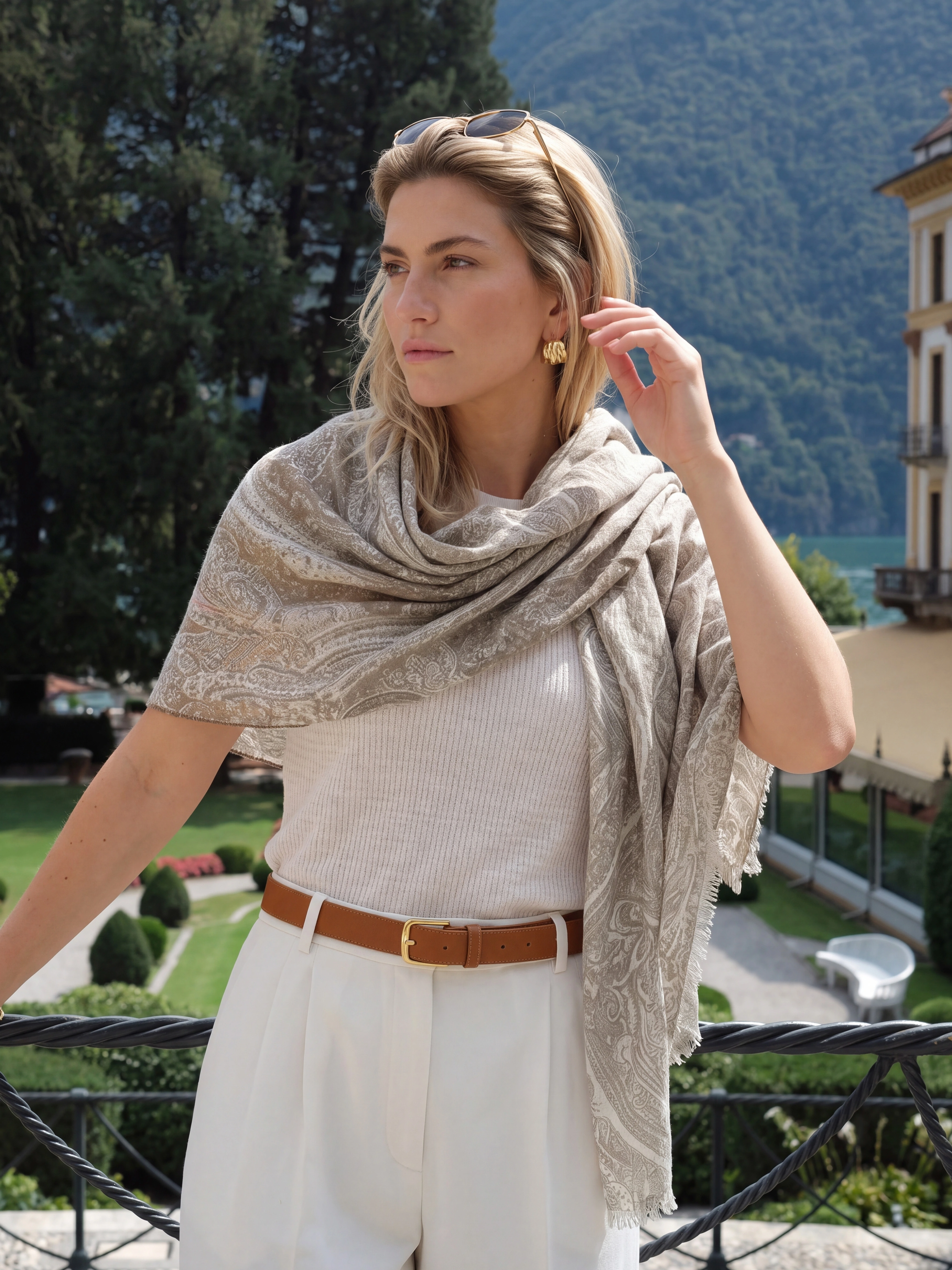 100% Cashmere Paisley Tassel Long Scarf