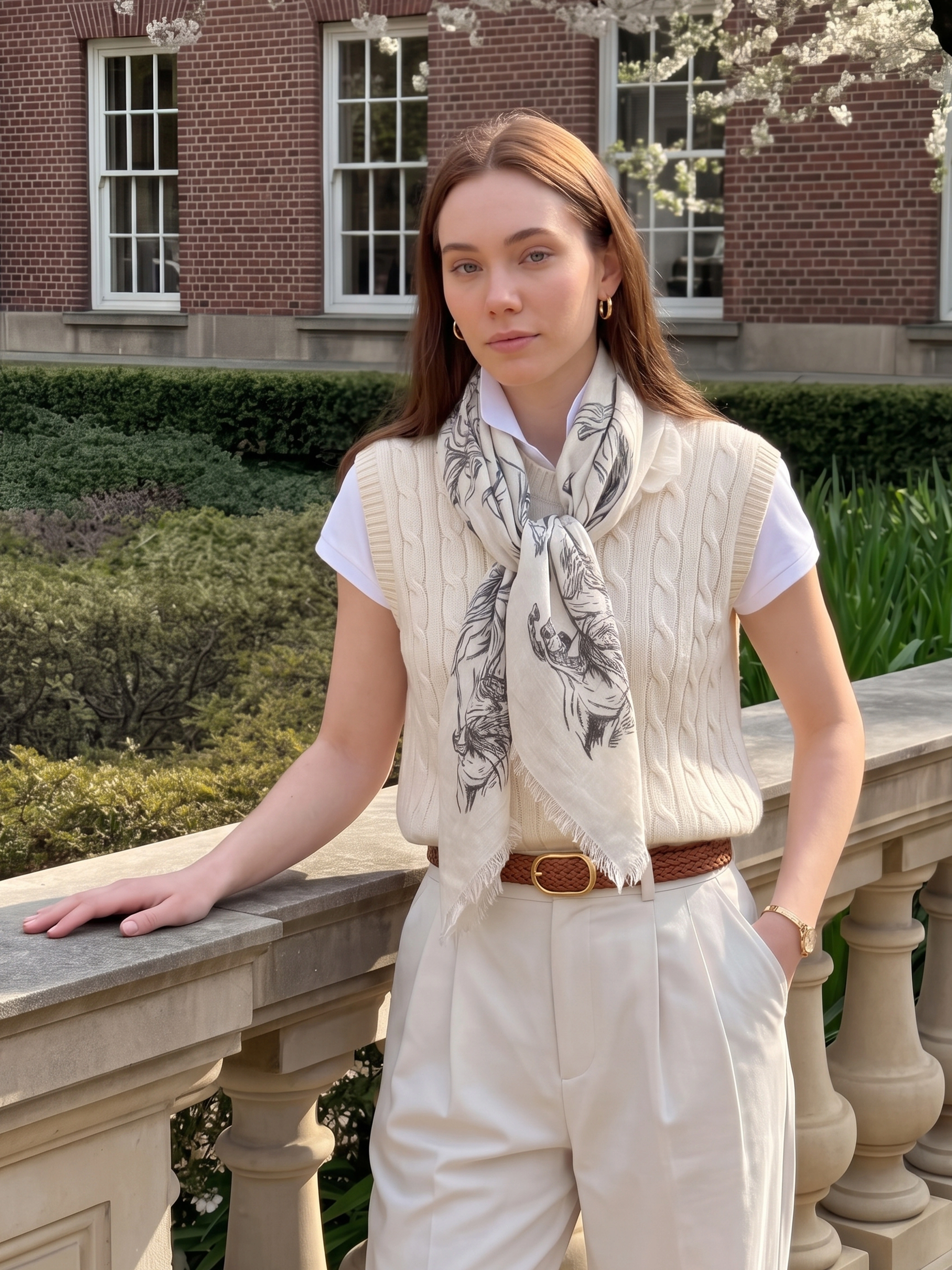 100% Cashmere Horse Tassel Square Scarf