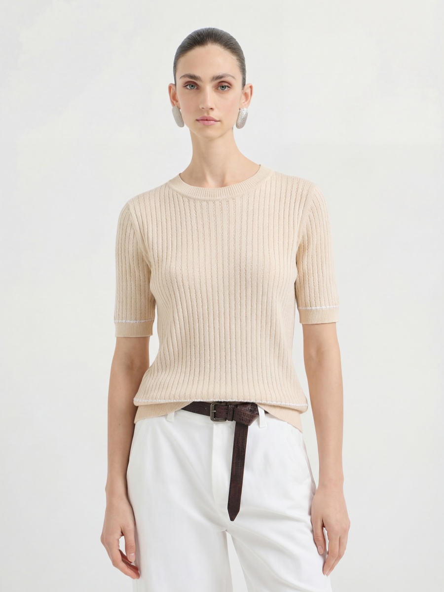 100% Cotton Short Sleeve Knit Top