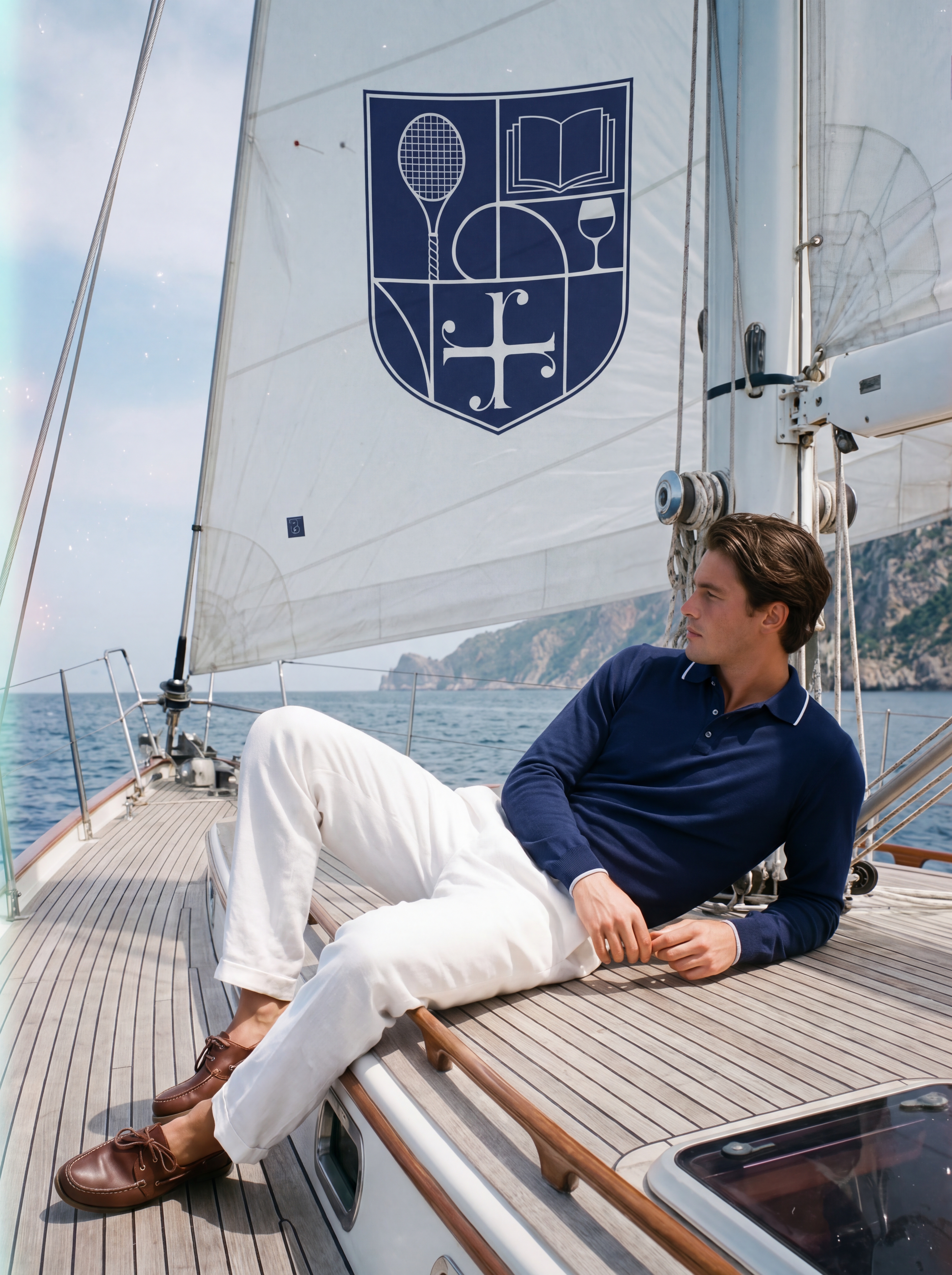 Men's 100% Cashmere Long Sleeve Polo Sweater