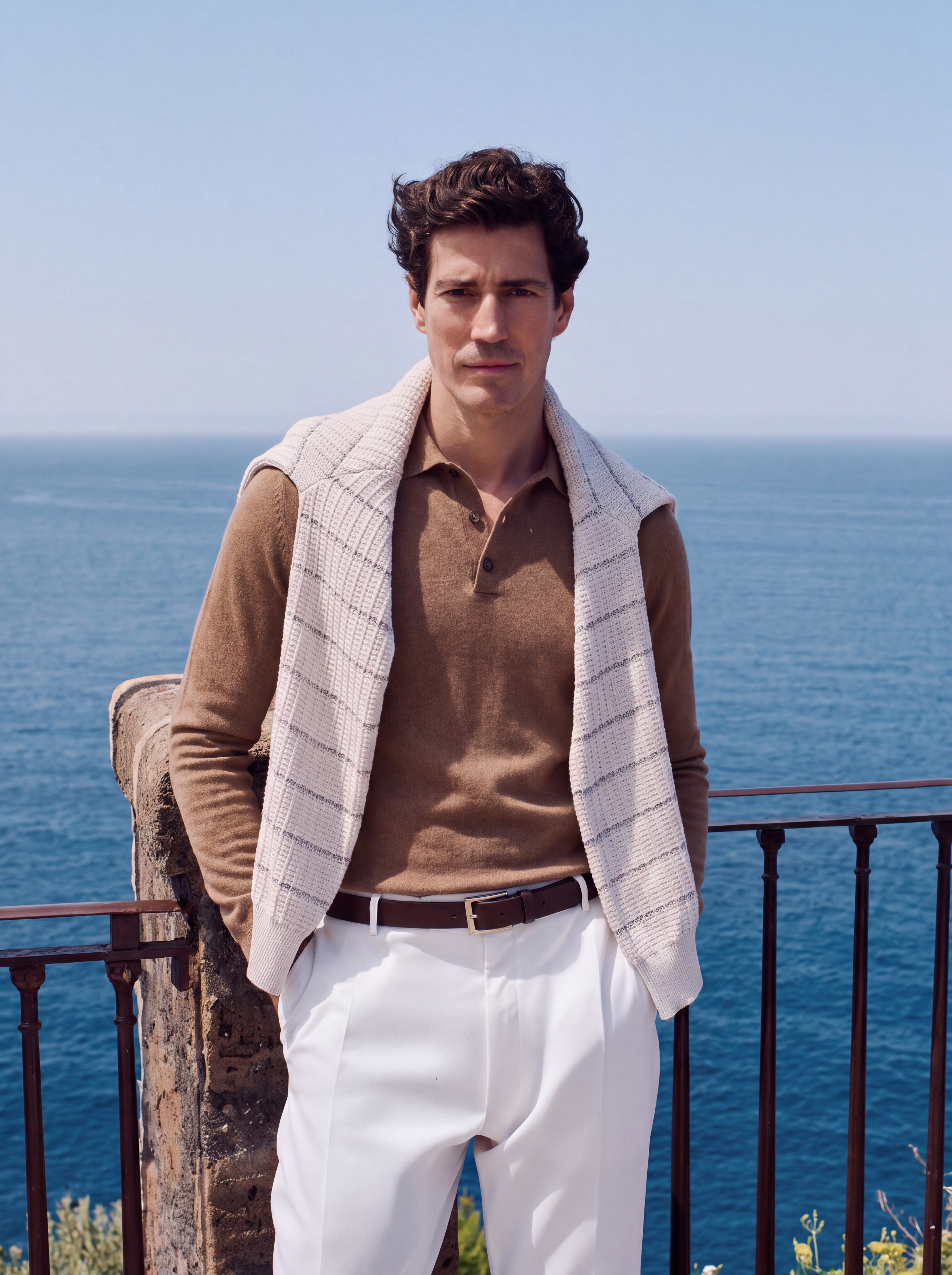 Men's 100% Cashmere Polo Collar Knit Sweater