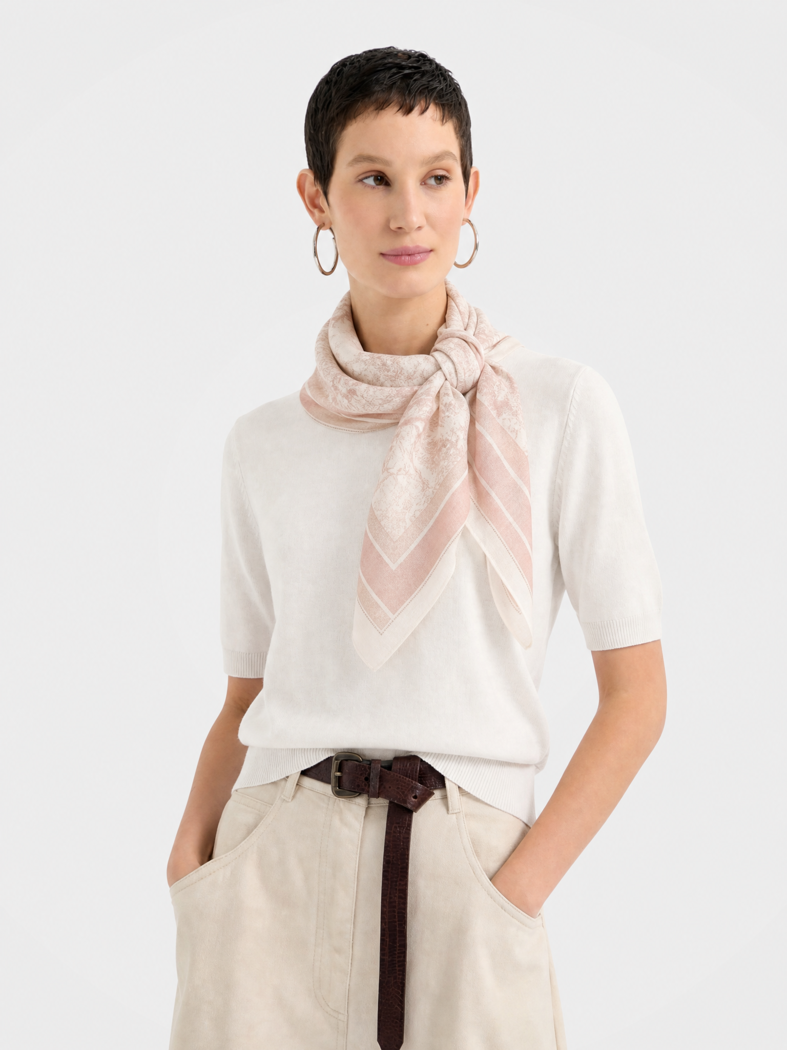 100% Cashmere Abstract Print Square Scarf Lightweight Luxury Wrap
