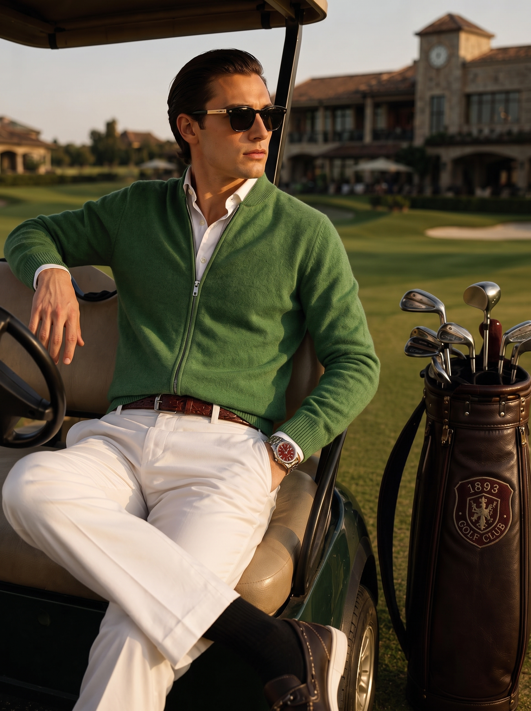 Men's 100% Cashmere Baseball Collar Zip Knit Cardigan