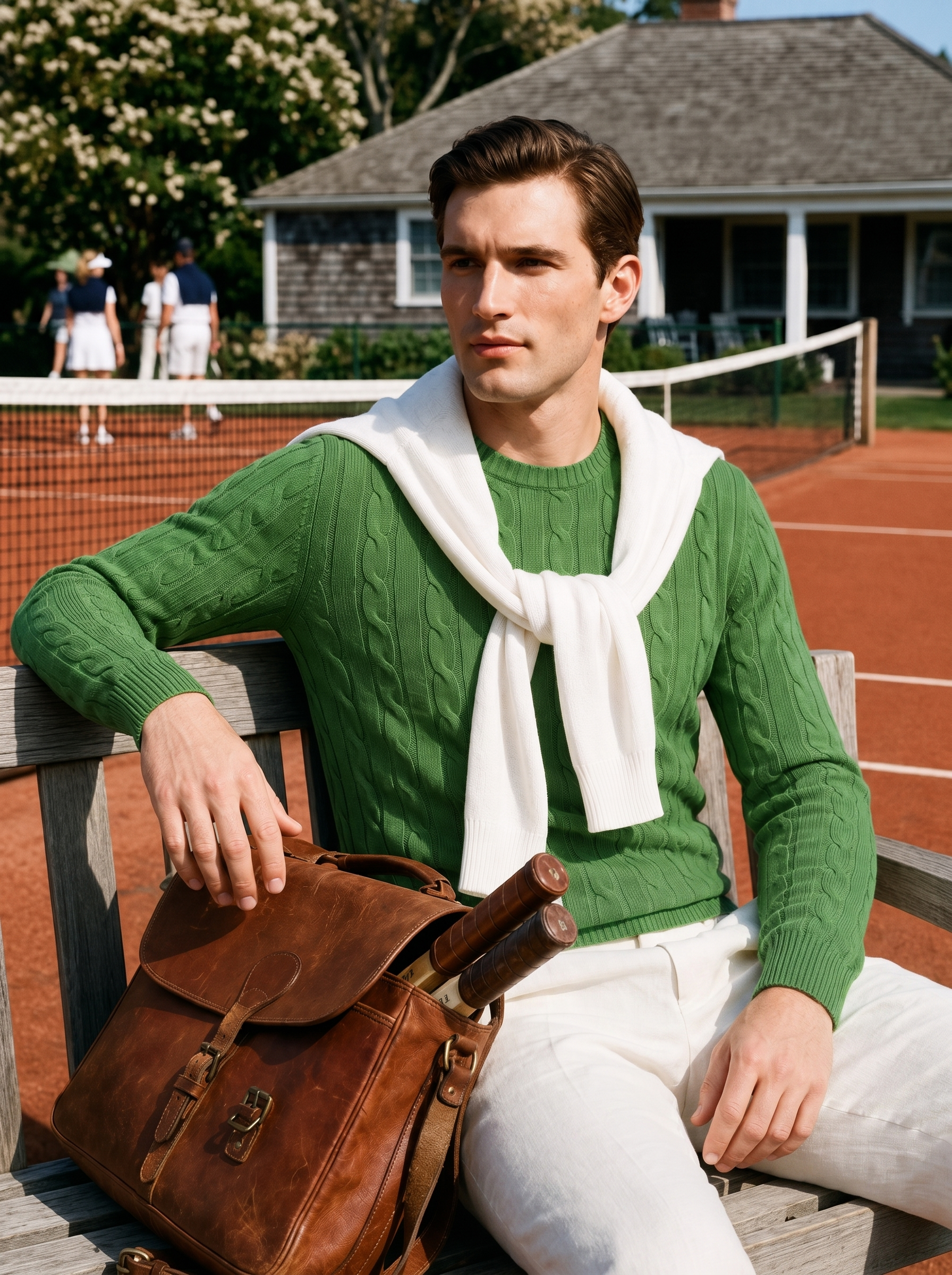 Men's 100% Cashmere Cable Knit Crew Neck Sweater with Timeless Style