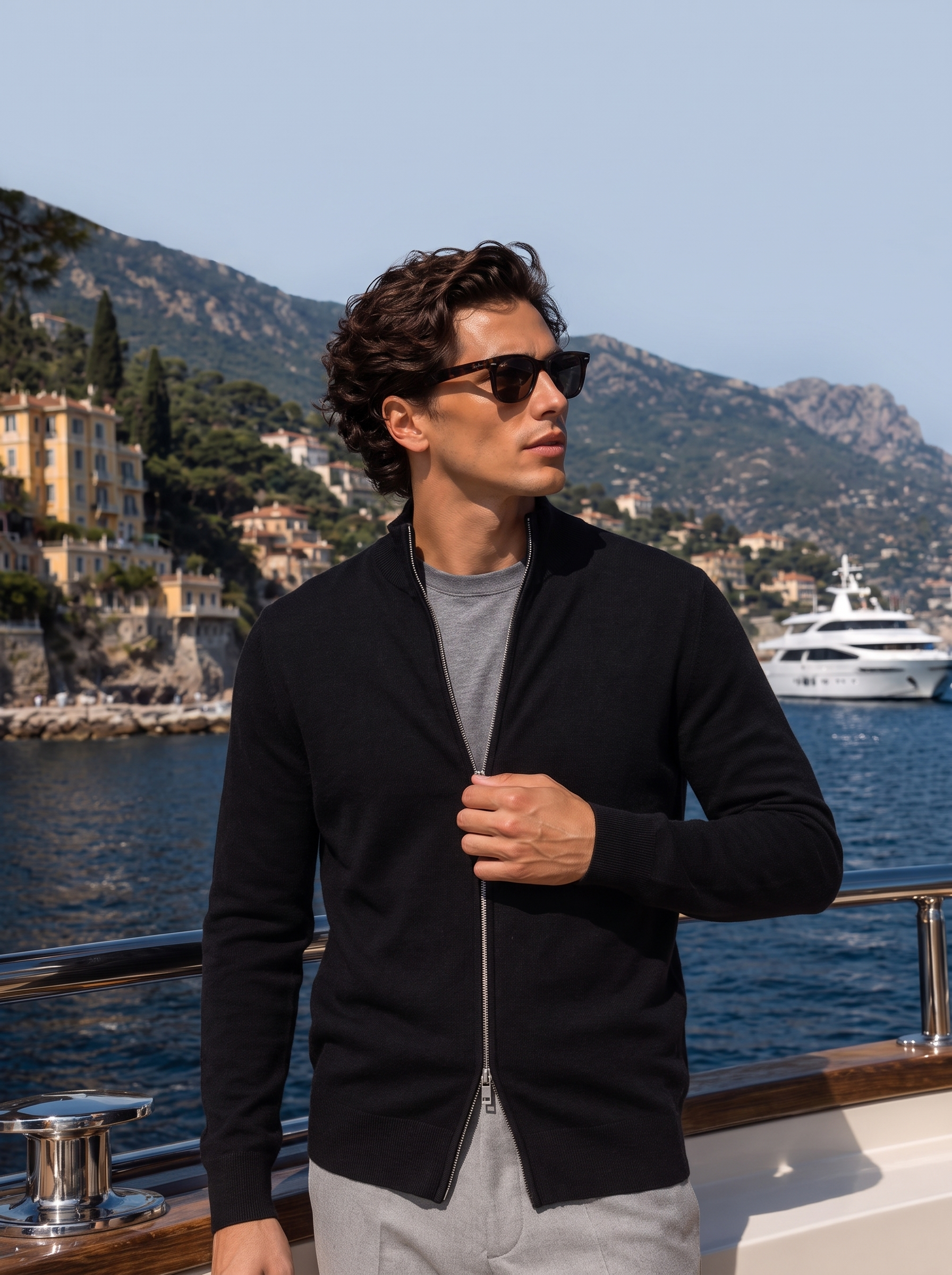 Pre-Order |Men's 100% Cashmere Mock Neck Full-Zip Cardigan (10-14 Business Days)