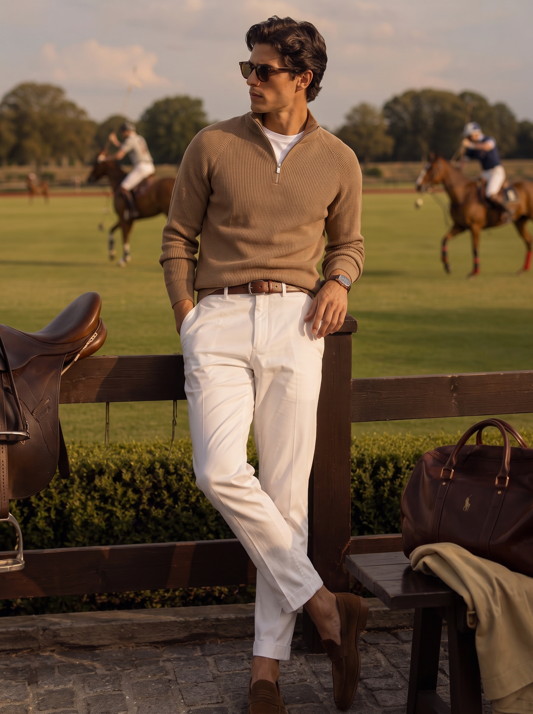 Pre-Order | Men's 100% Cashmere Mock Neck Quarter-Zip Rib Knit Sweater (10-14 Business Days)