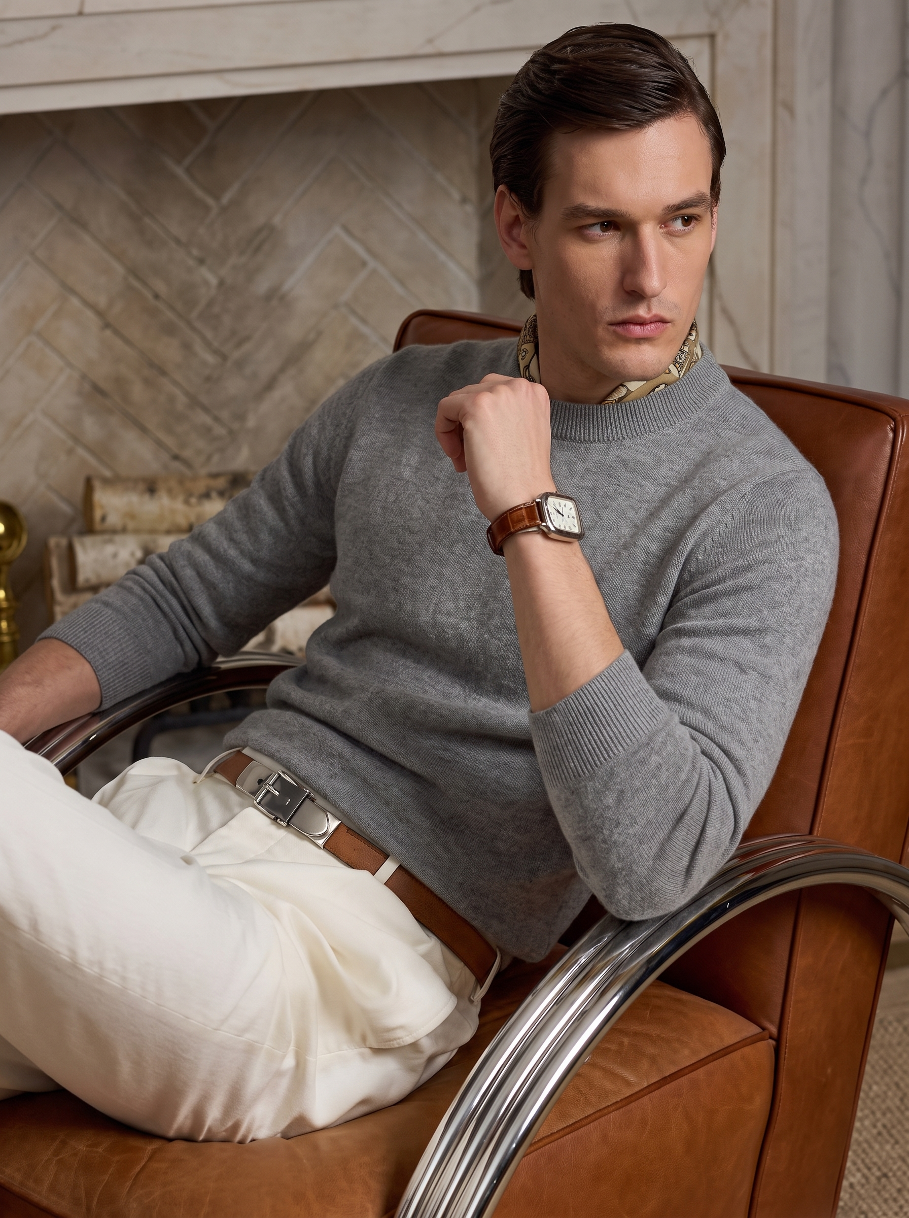 Men's 100% Mongolian Cashmere Crew Neck Sweater
