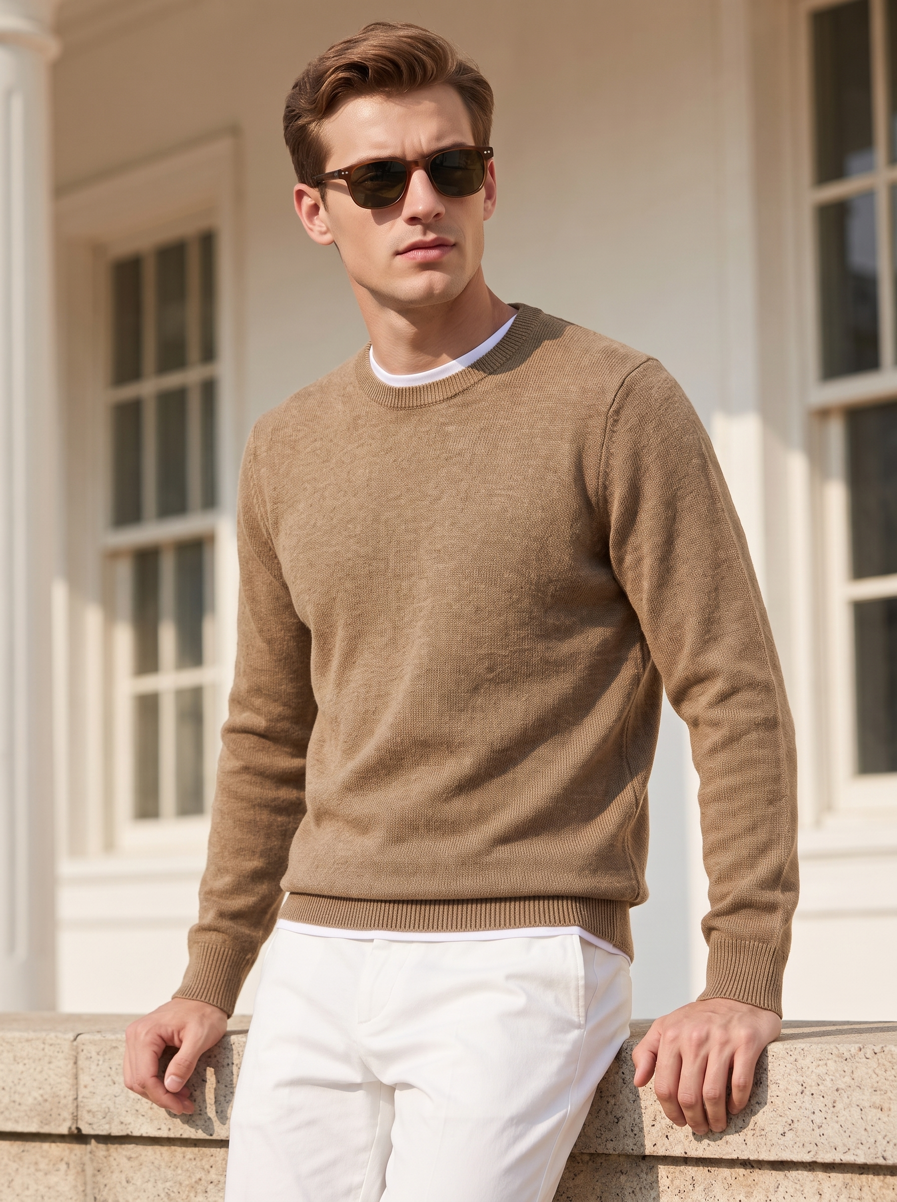 Men's 100% Mongolian Cashmere Crew Neck Sweater