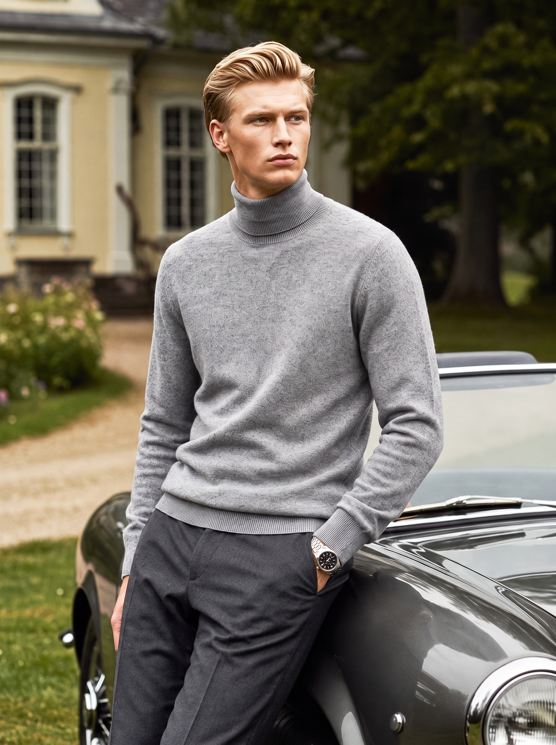 Pre-Order | Men's 100% Mongolian Cashmere Turtleneck Sweater Soft Knit Pullover (10-14 Business Days)