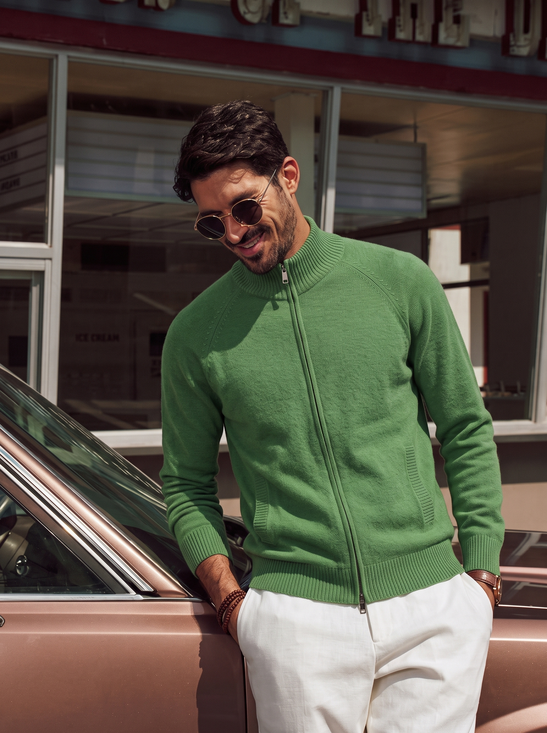Pre-Order | Men's 100% Cashmere Mock Neck Zip Knit Cardigan (10-14 Business Days)