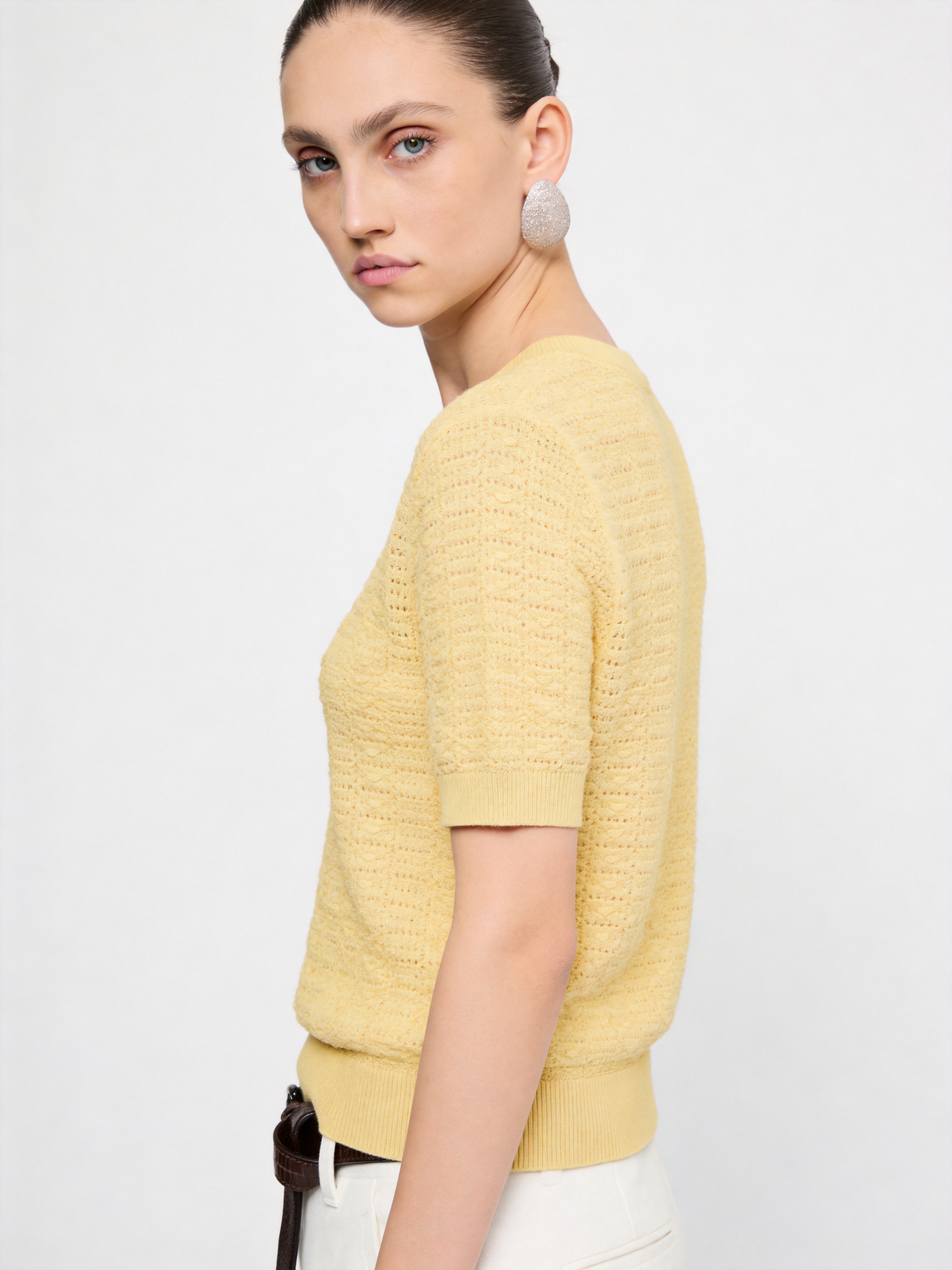 Airy Cotton Silk Blend Textured Summer Pullover