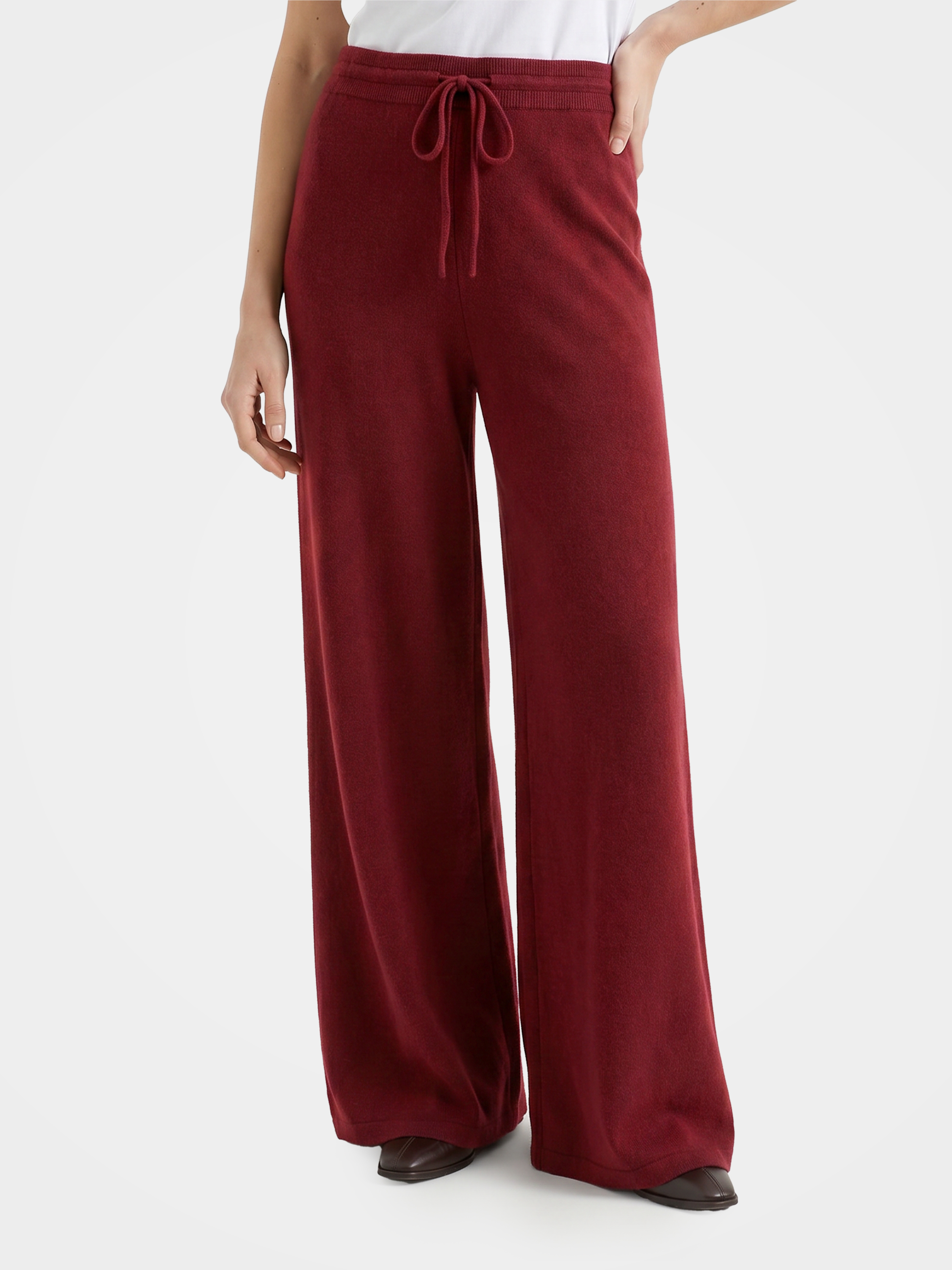 Pre-Order | 100% Cashmere Straight Leg Pants in Truffle Drawstring Pants