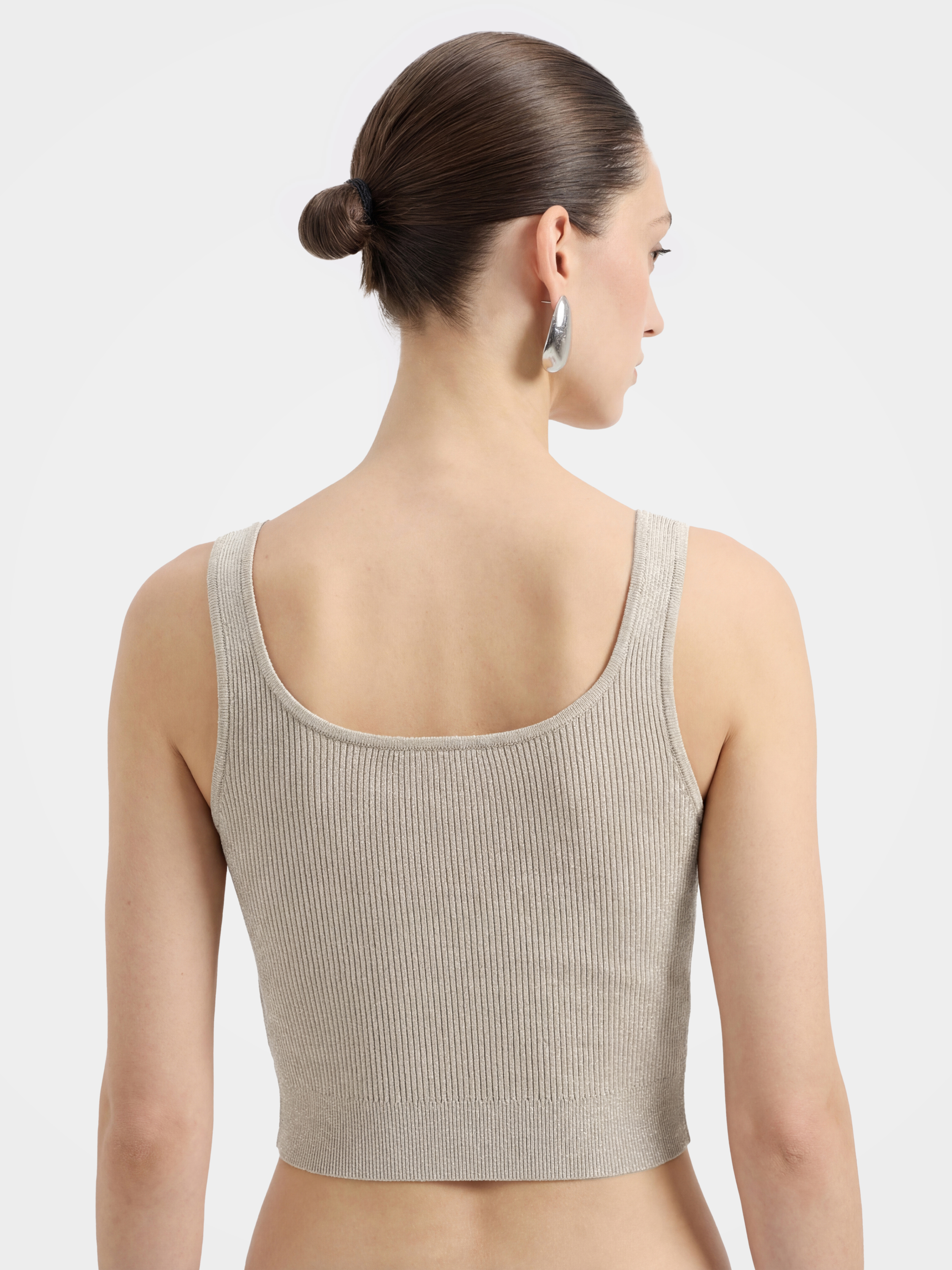 Shimmer Tencel Blend Ribbed Knit Tank Top