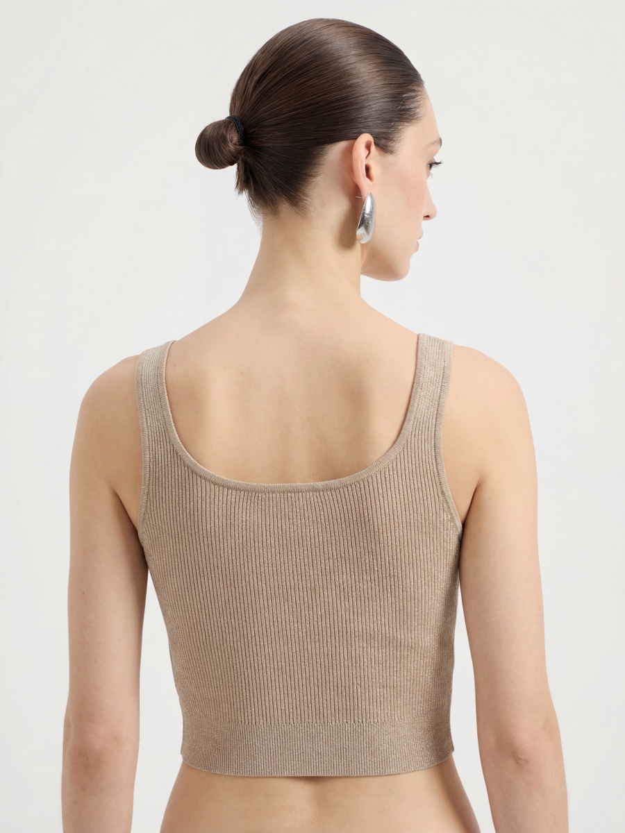 Silk Sleeveless Square Neck Knit Sweater Tank Top