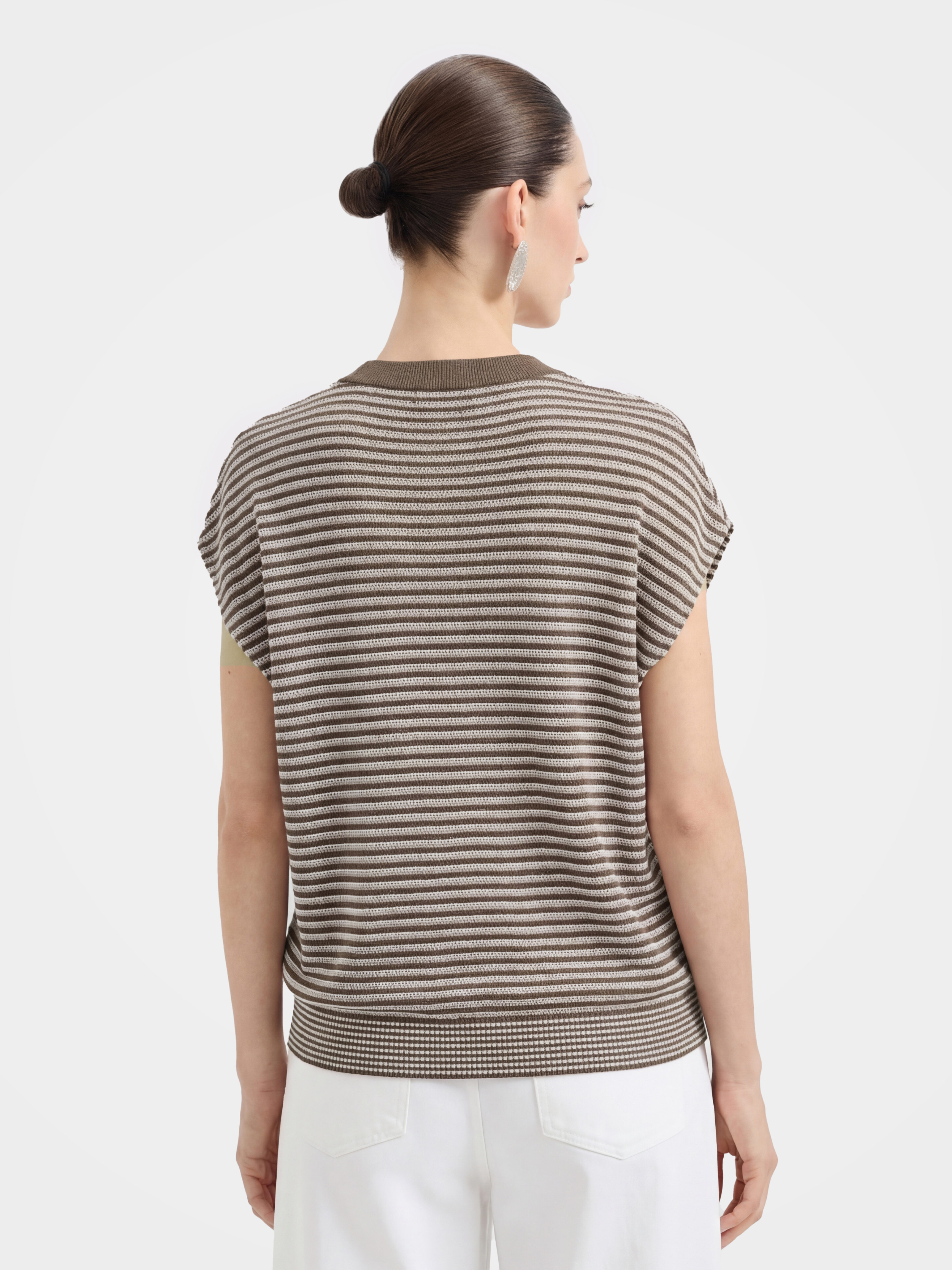 Cooling Tencel Blend Striped Summer Knit Top