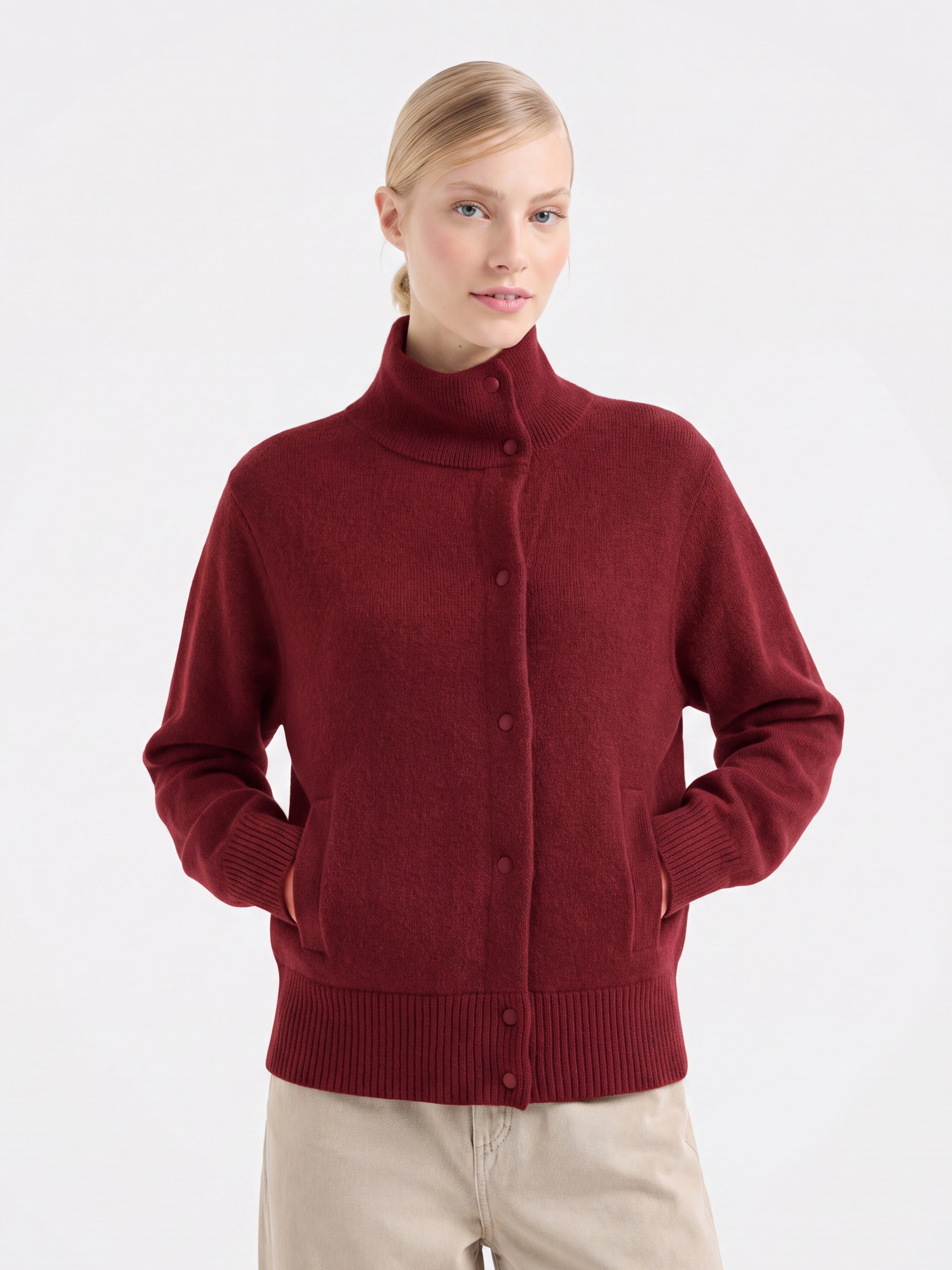 Pre-Order | 100% Wool Turtleneck Sweater Soft Relaxed Fit Knit Cardigan (10-14 Business Days)
