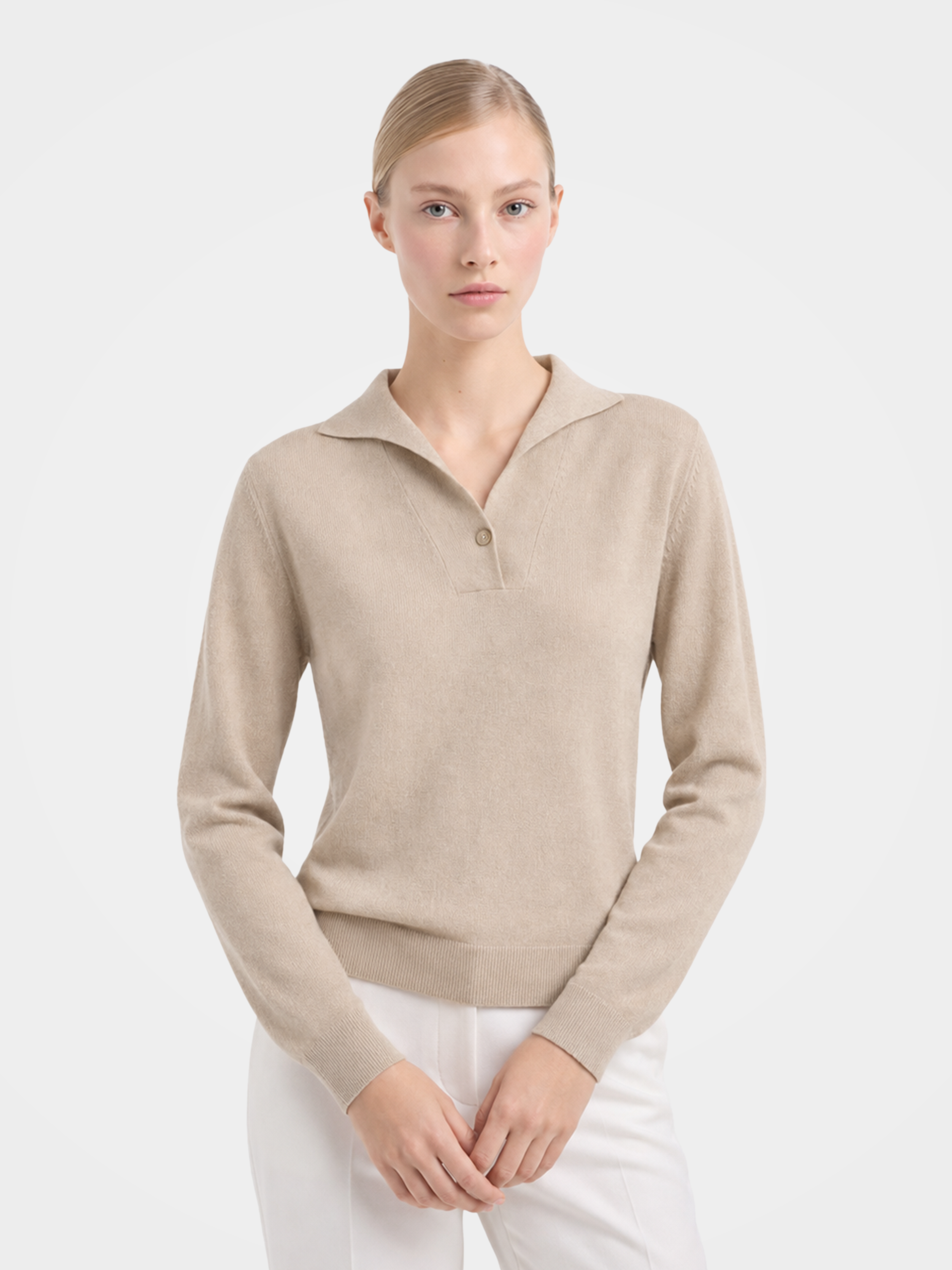 Pre-Order | 100% Cashmere Polo Sweater Soft Knit Pullover (10-14 Business Days)