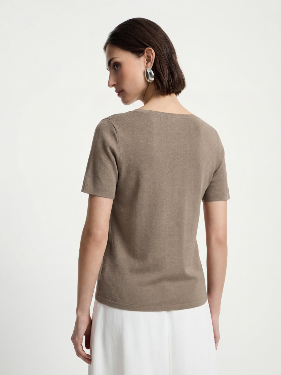 Cotton Short Sleeve Stone Knit Sweater