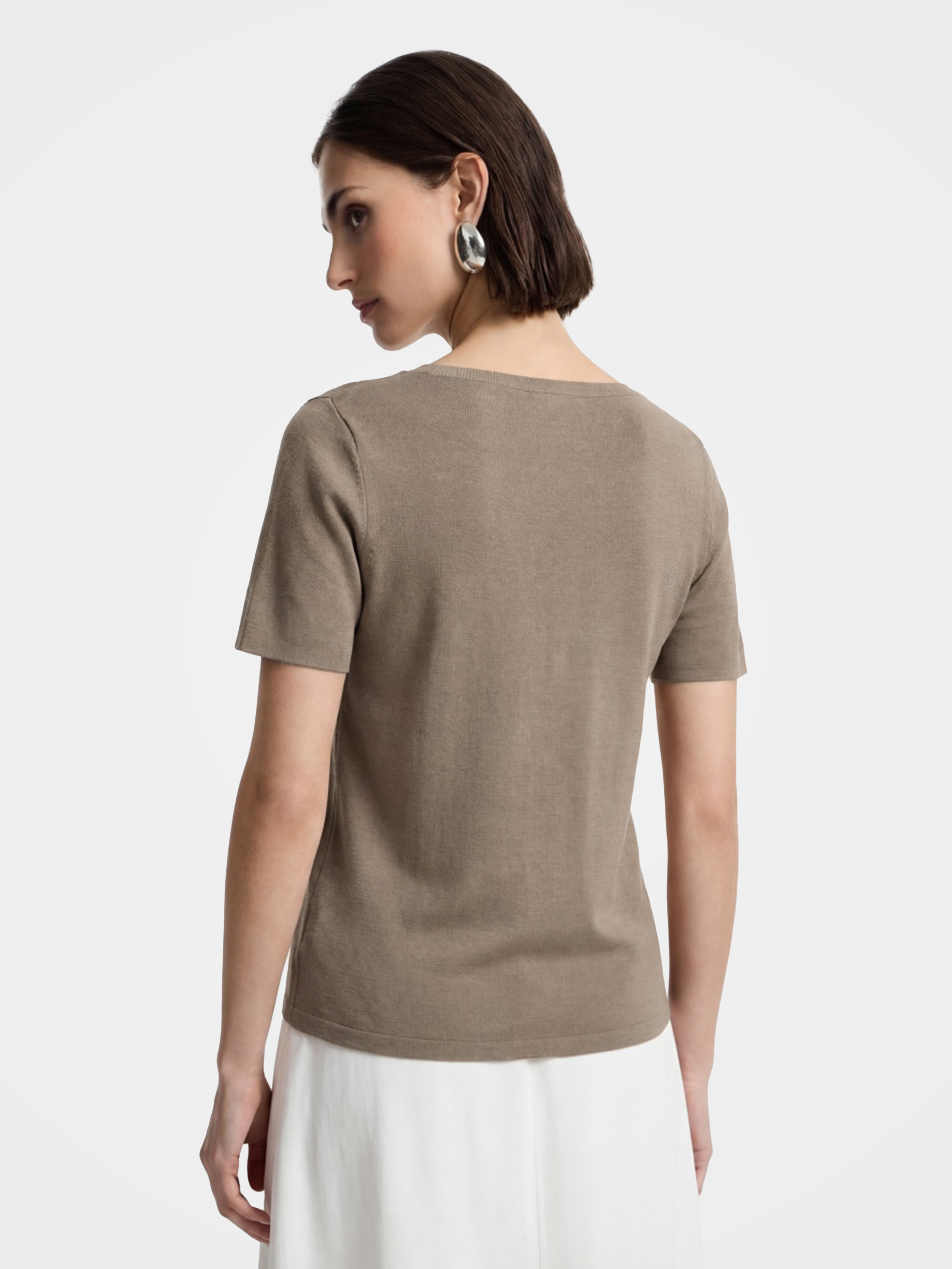 Breathable Cotton Embellished V Neck Knit Tee