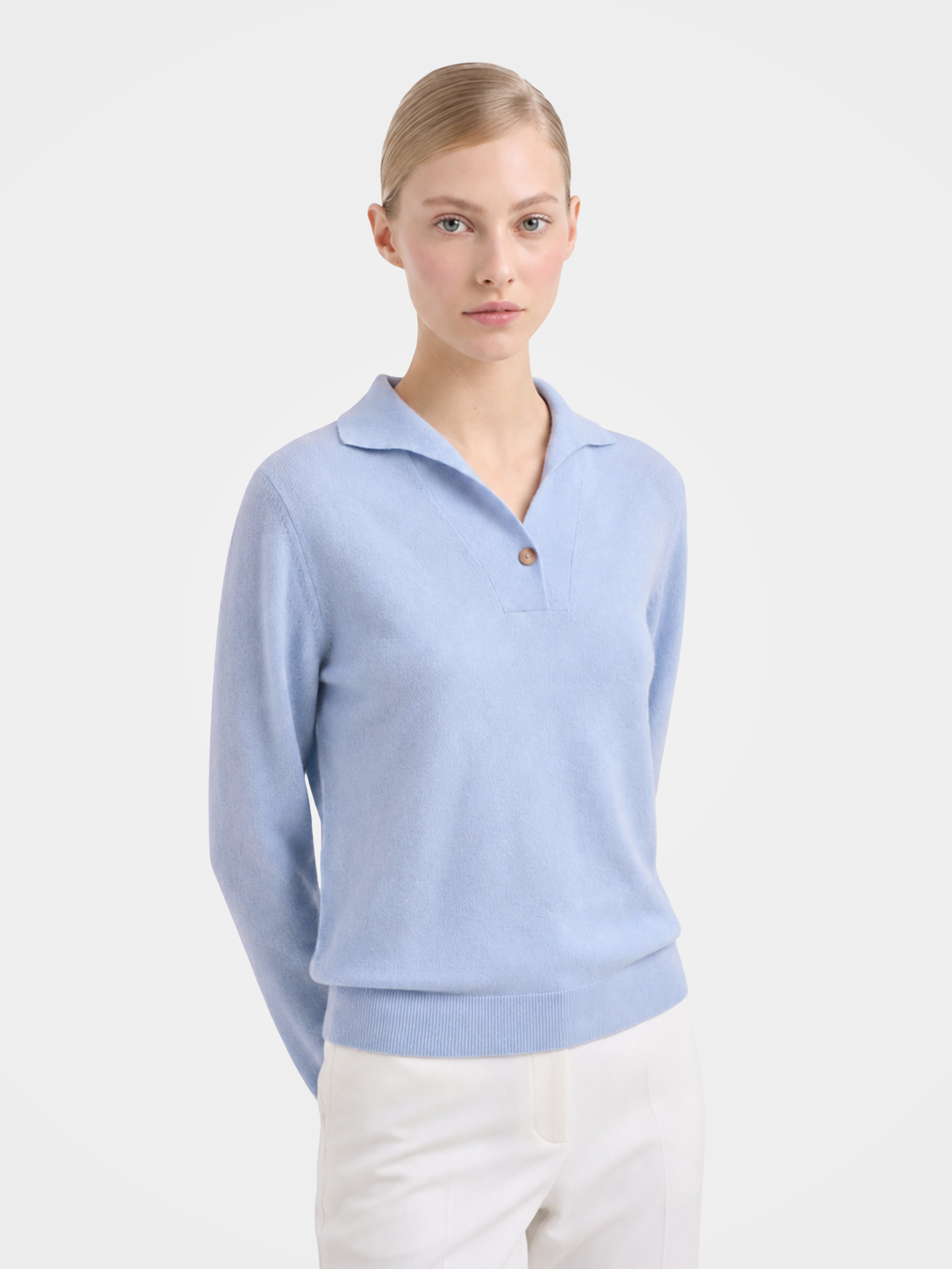 Pre-Order | 100% Cashmere Polo Sweater Soft Knit Pullover (10-14 Business Days)