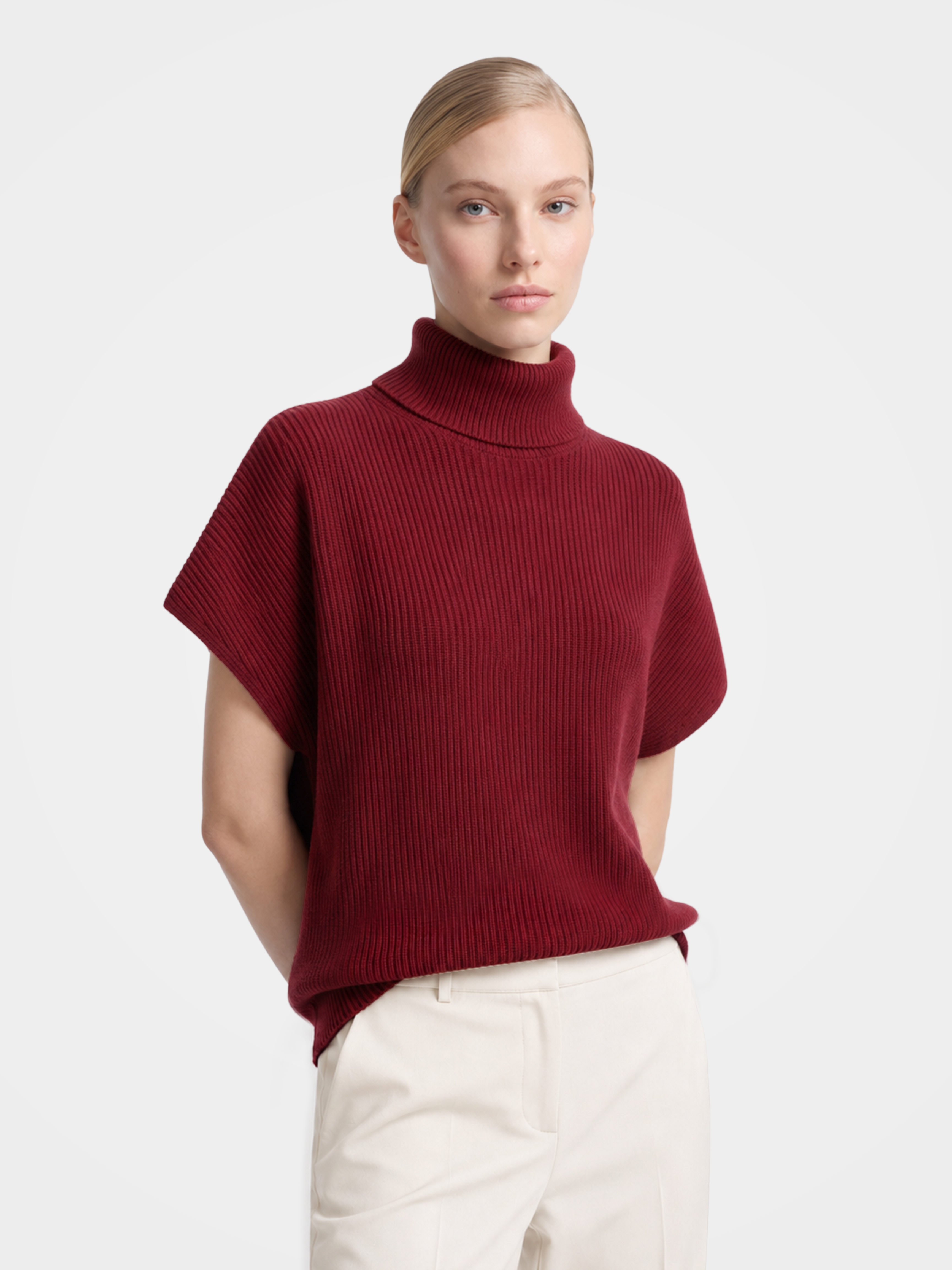 Pre-Order |Cotton Turtleneck Sweater Soft Short Sleeve Knit (10-14 Business Days)