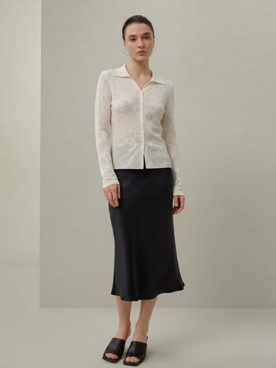 Cashmere Long Sleeve Jacquard Knit Cardigans