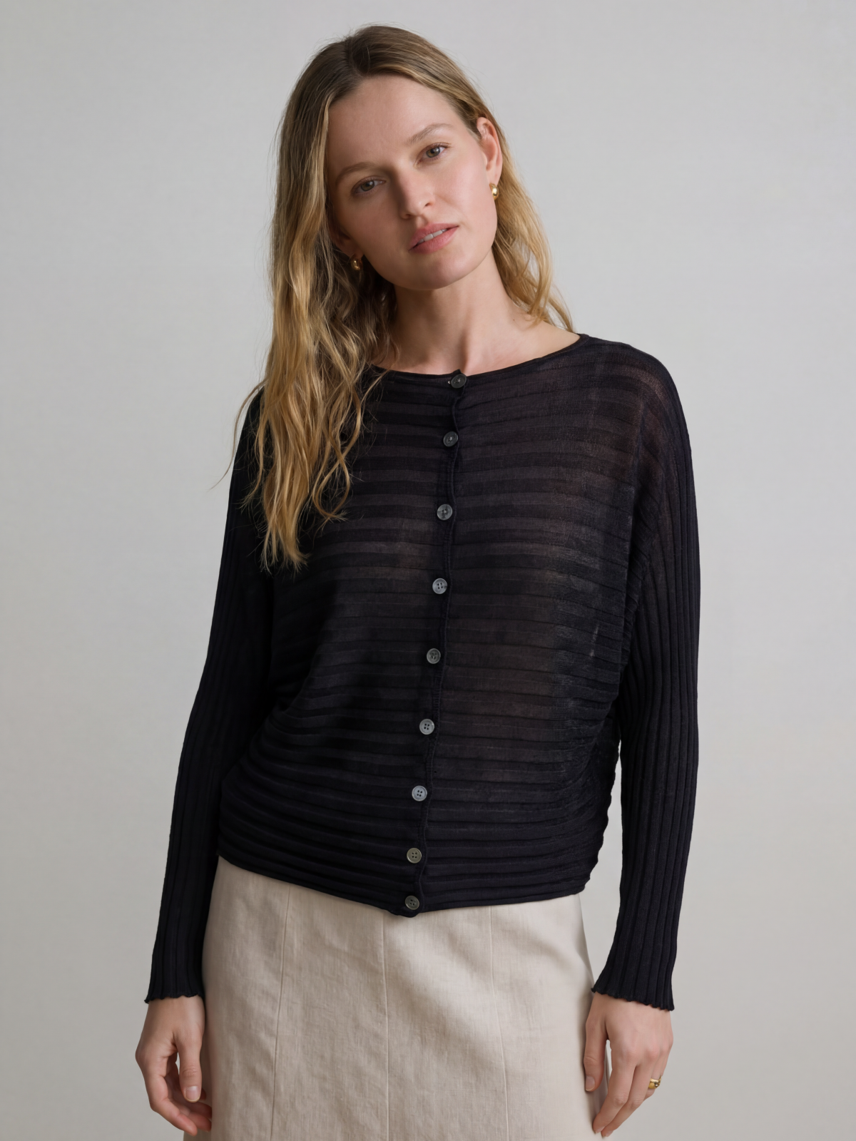 Reversible Silk Knit Cardigan – Long Sleeve Luxury Sweater