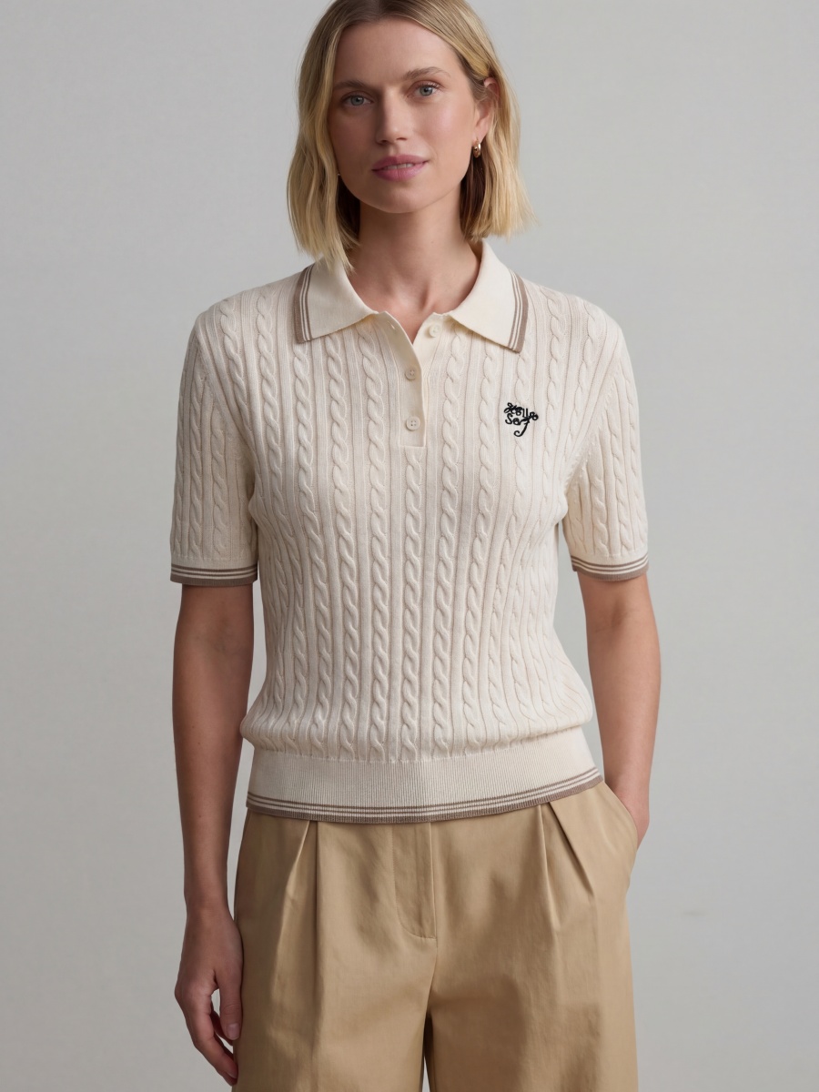 100% Cotton Short Sleeve Knit Polo Top