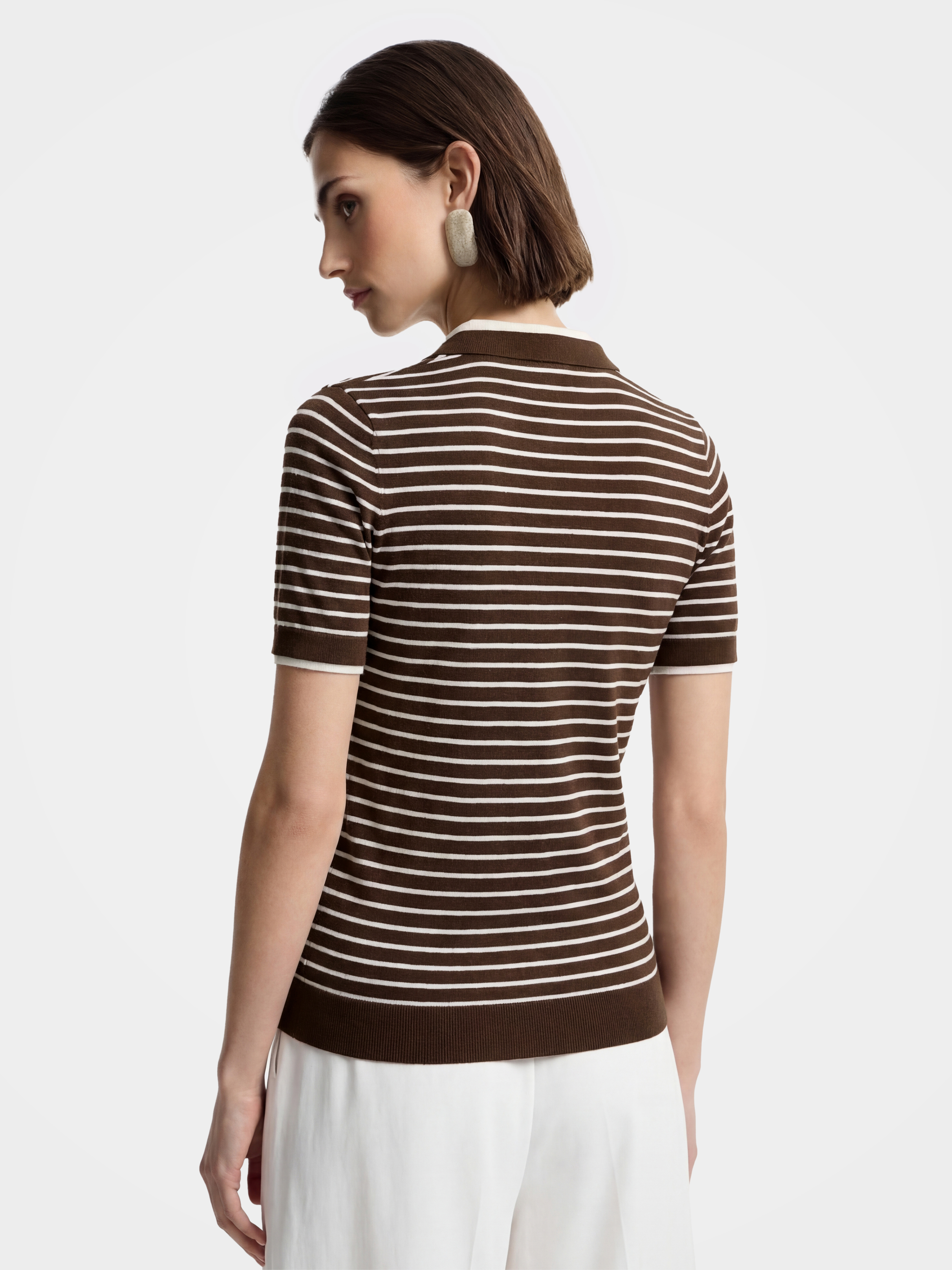 Soft Tencel Acetate Short Sleeve Knit Polo Top