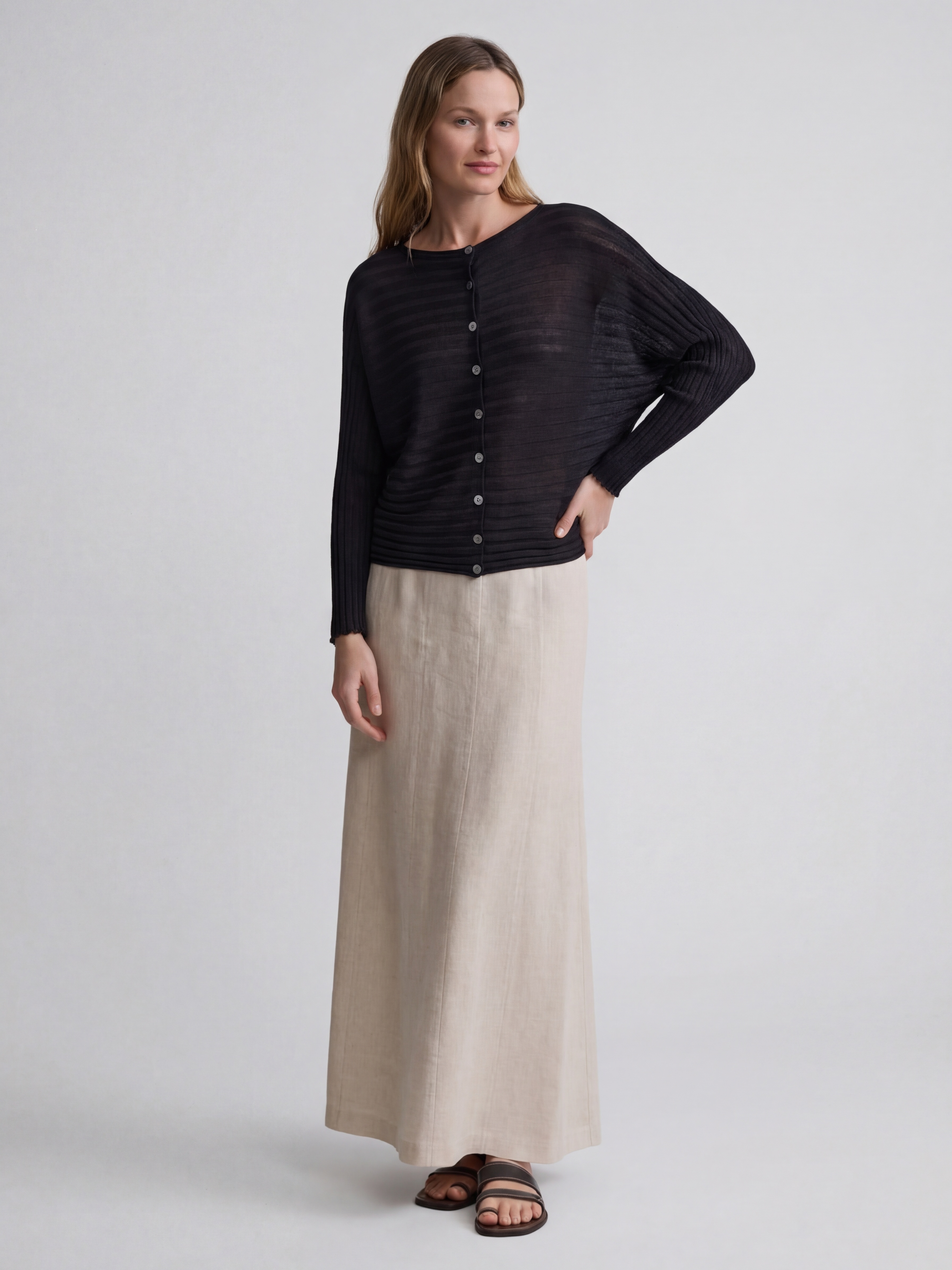 Silk Long Sleeve Reversible sweater Knit Cardigan