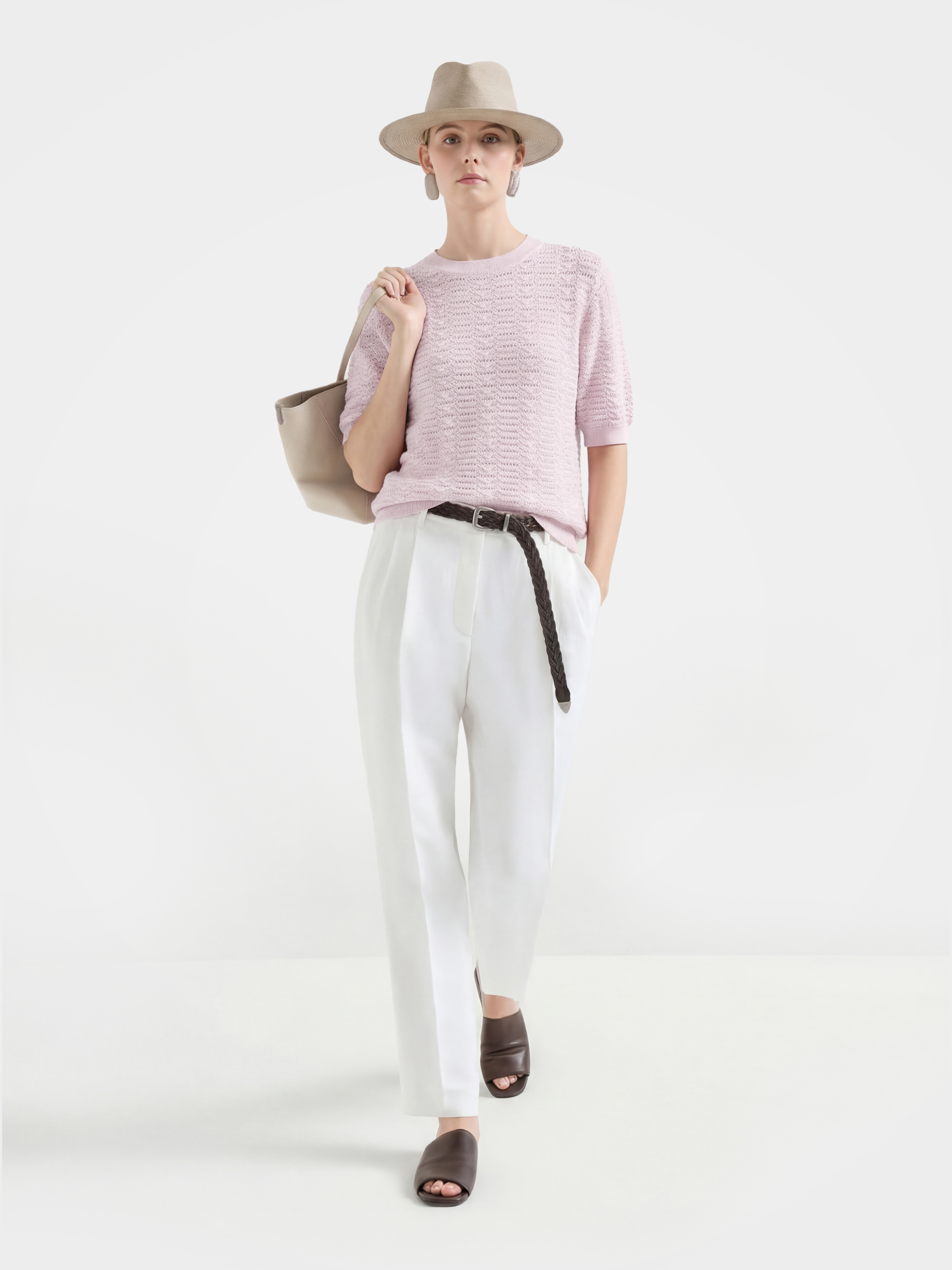 Airy Cotton Silk Blend Textured Summer Pullover