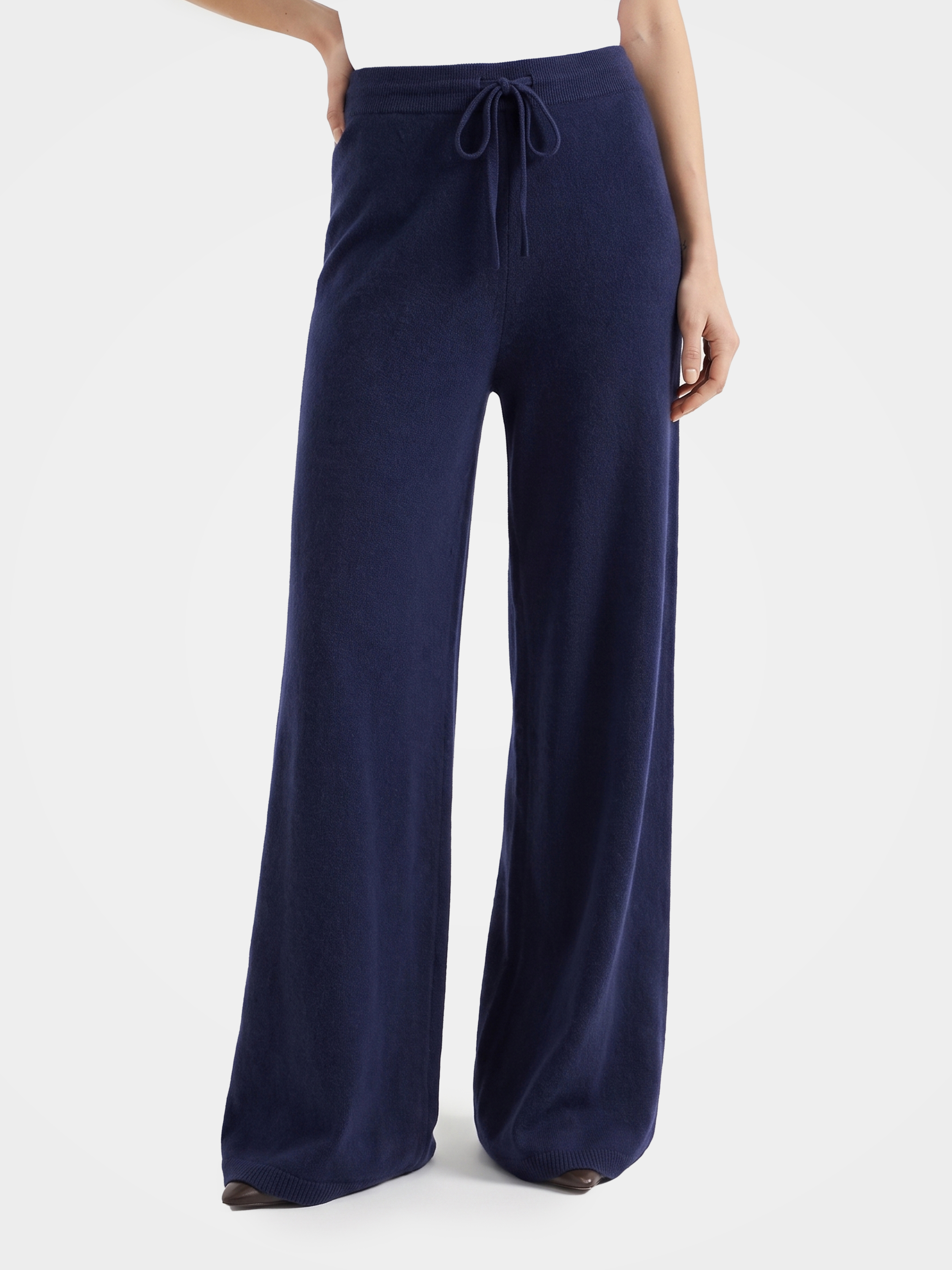 Pre-Order | 100% Cashmere Straight Leg Pants in Truffle Drawstring Pants
