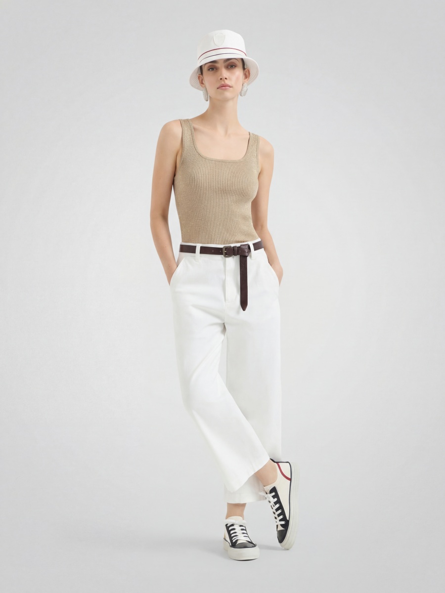 Silk Sleeveless Square Neck Knit Sweater Tank Top