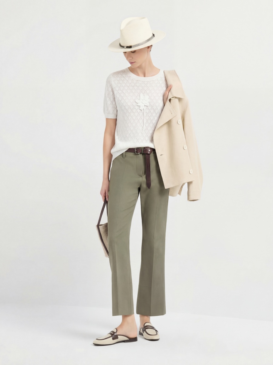 Silk Short Sleeve 3D Floral Knit Top