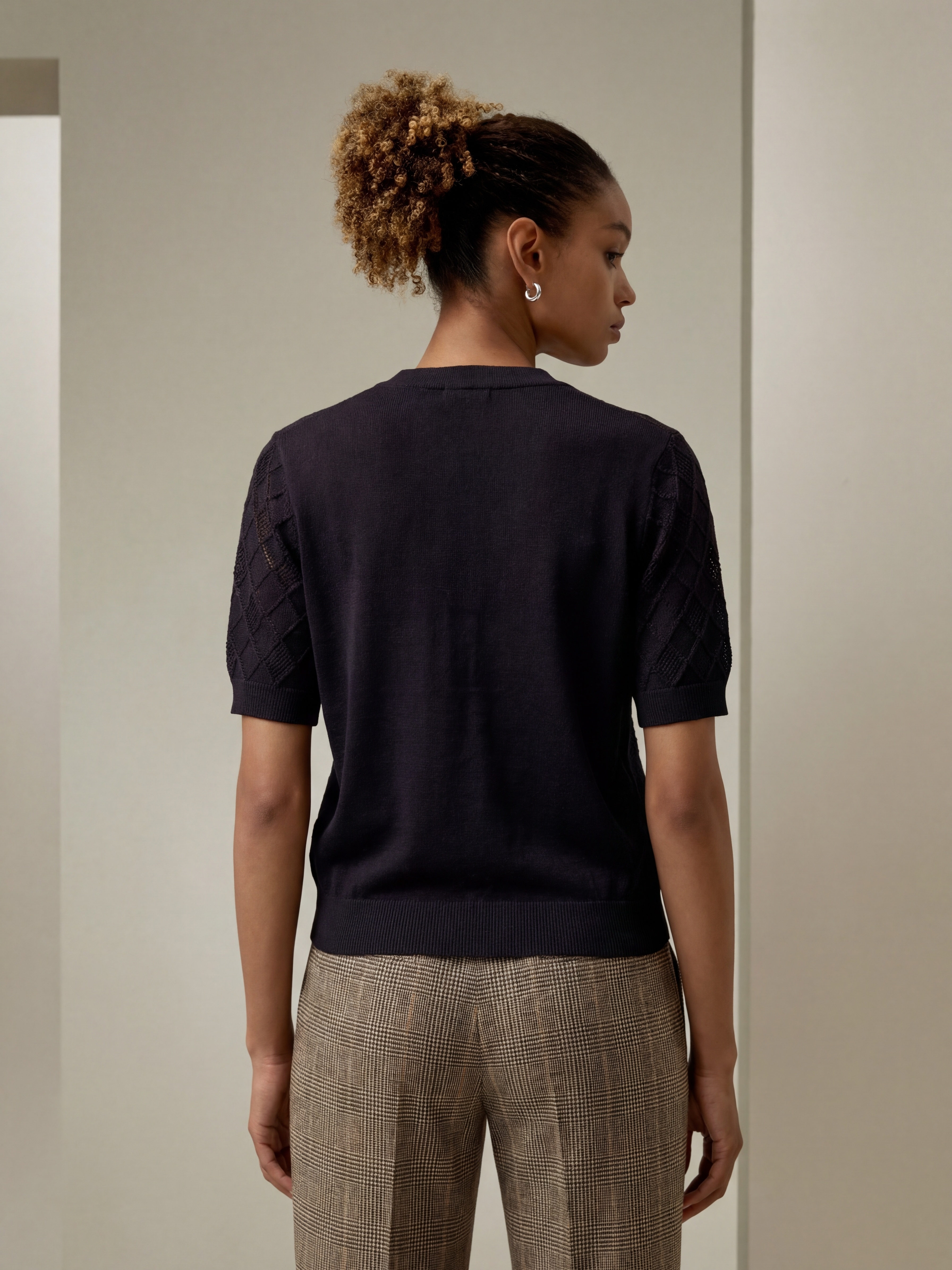 Silk Short Sleeve Knit Cardigan