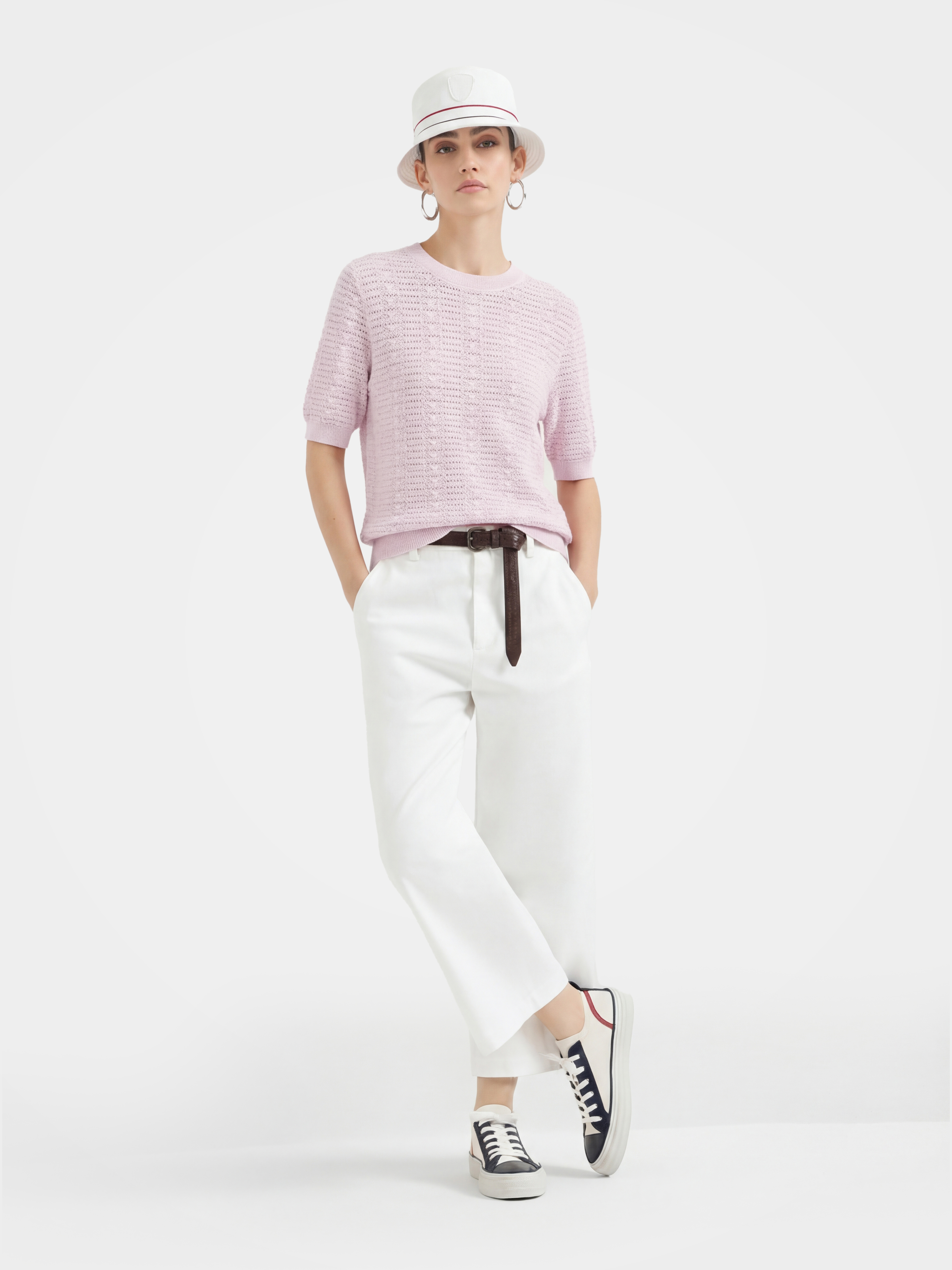 Airy Cotton Silk Blend Textured Summer Pullover